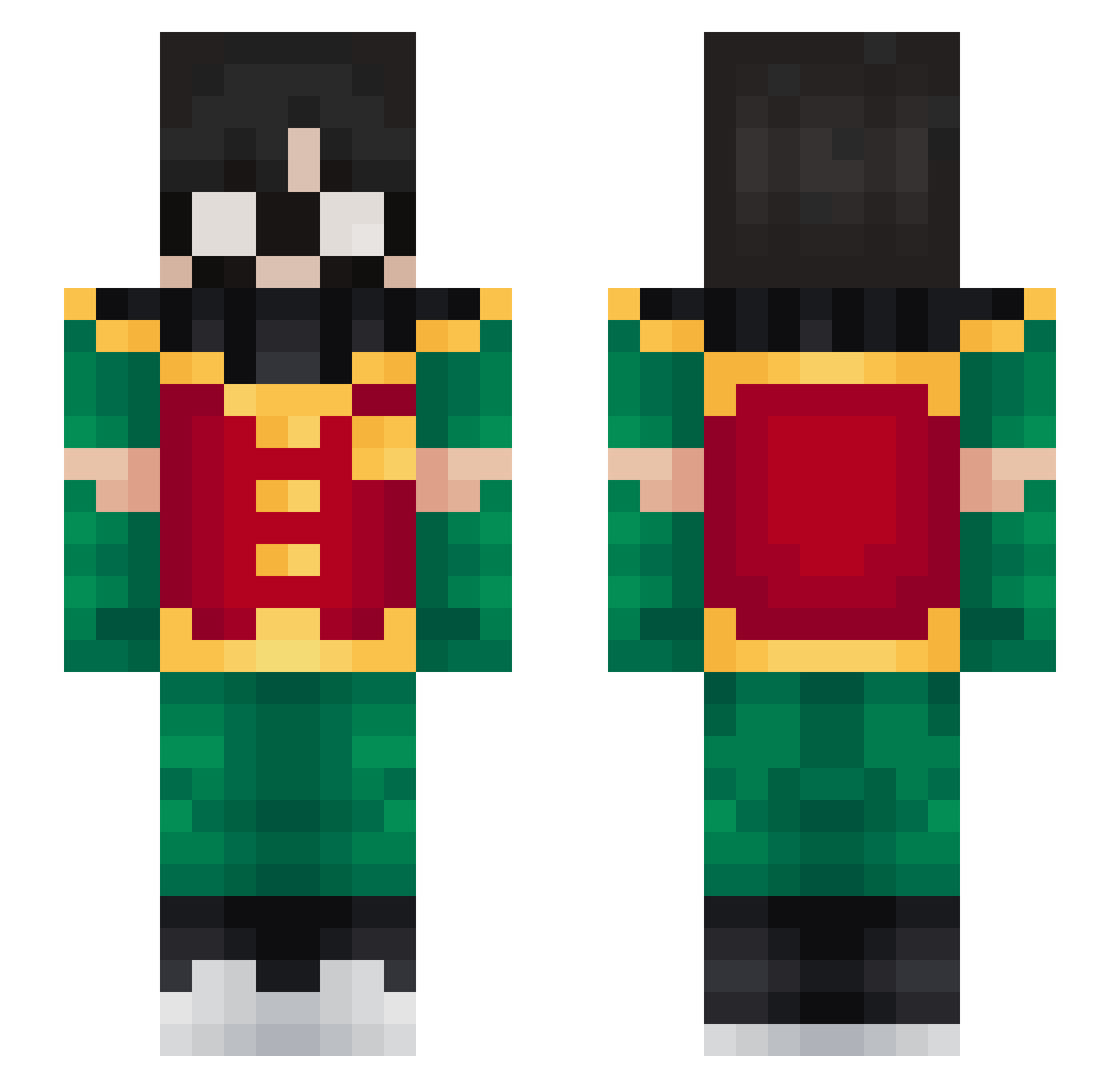 THTMASKEDGUY Minecraft skin, front and back view