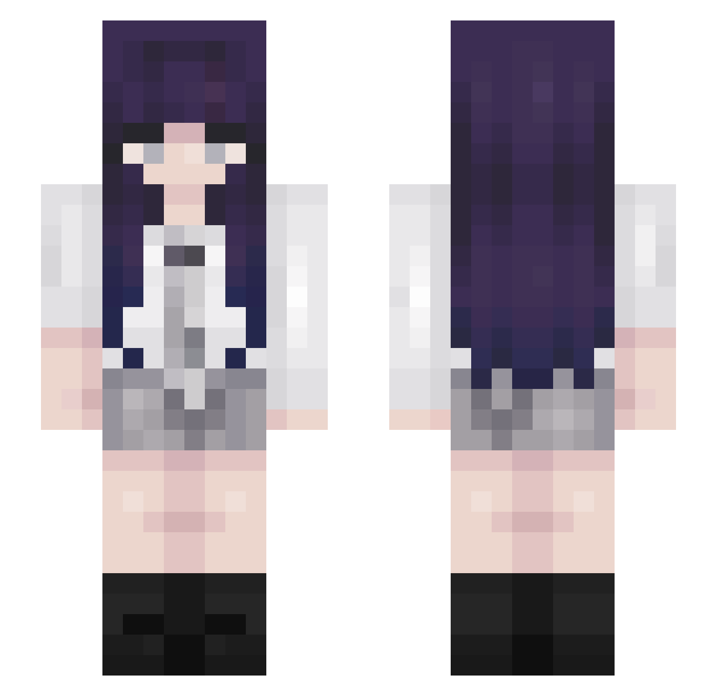 Boxie_owo Minecraft skin, front and back view