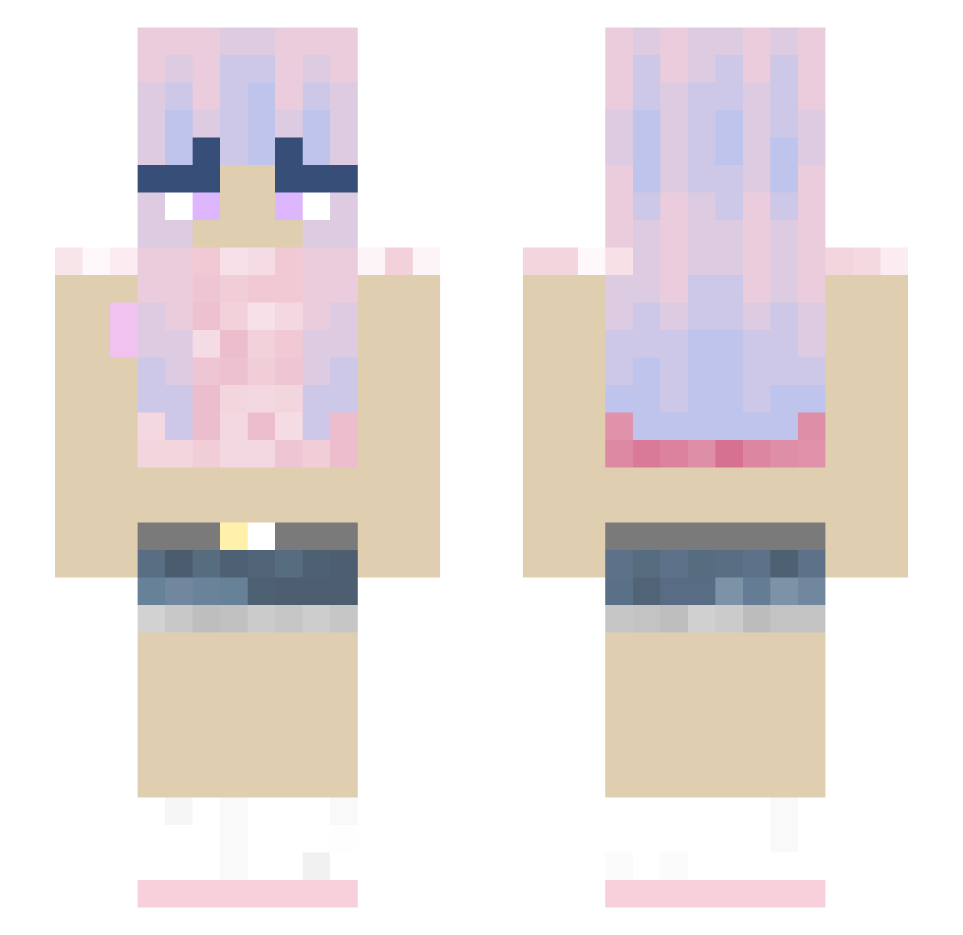 Saucetown Minecraft skin, front and back view