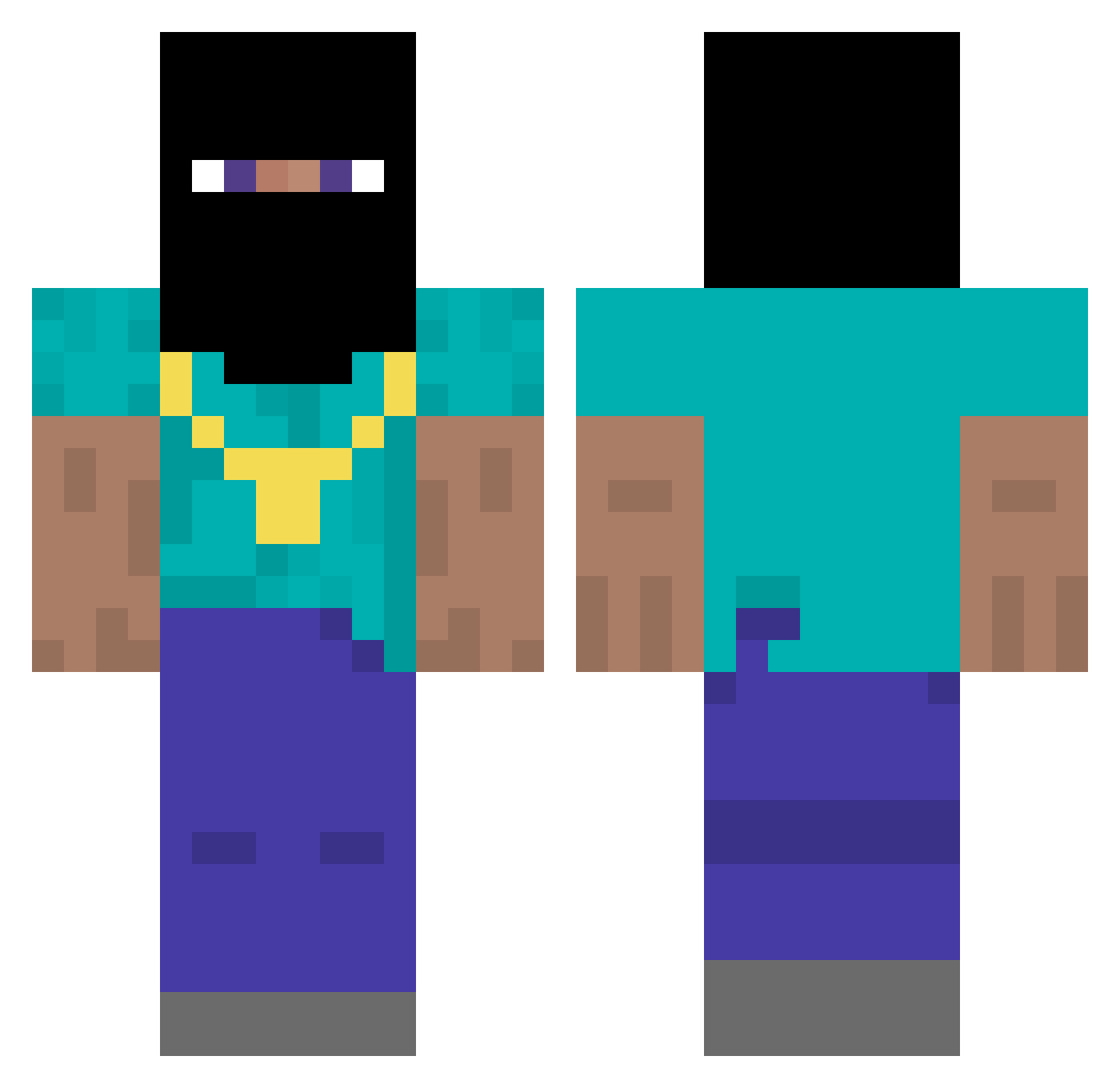 Gloopo1M Minecraft skin, front and back view