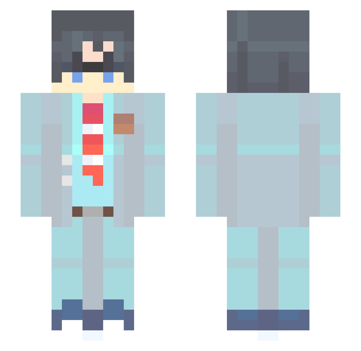 Akari_Broth Minecraft skin, front and back view