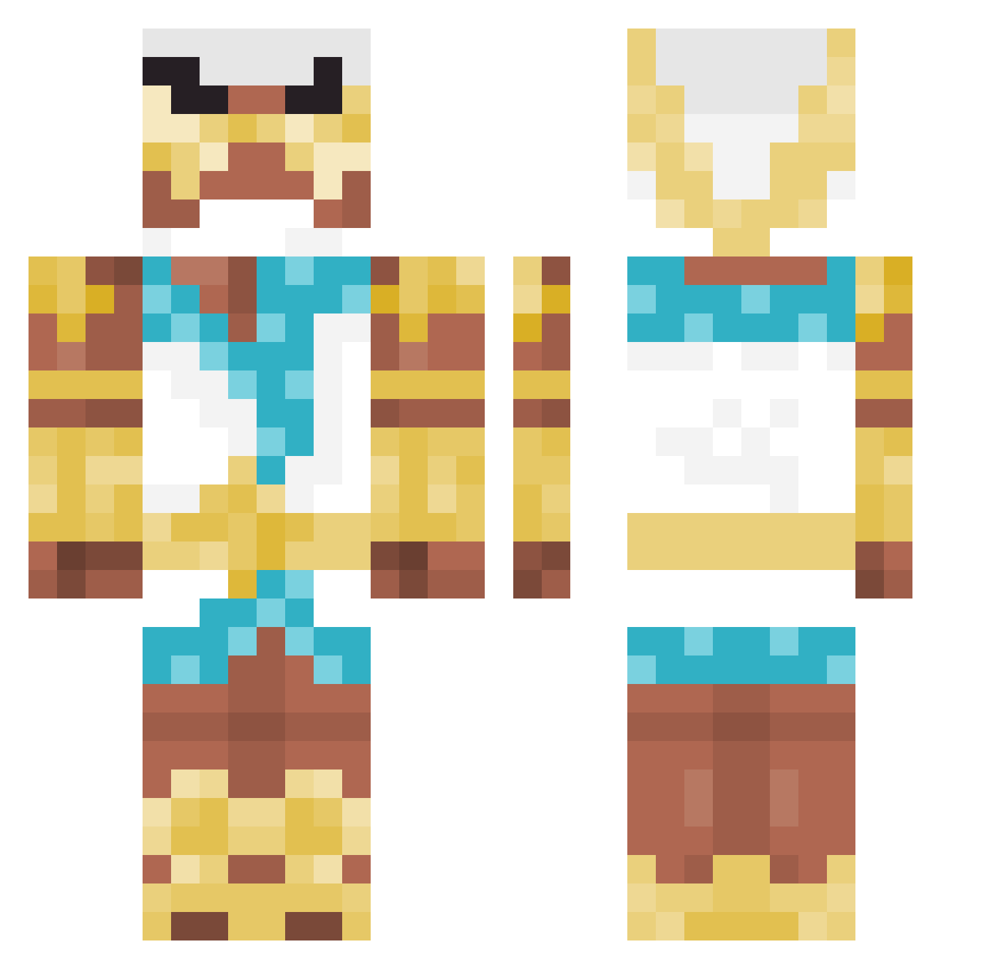 Rockusfiresinger Minecraft skin, front and back view