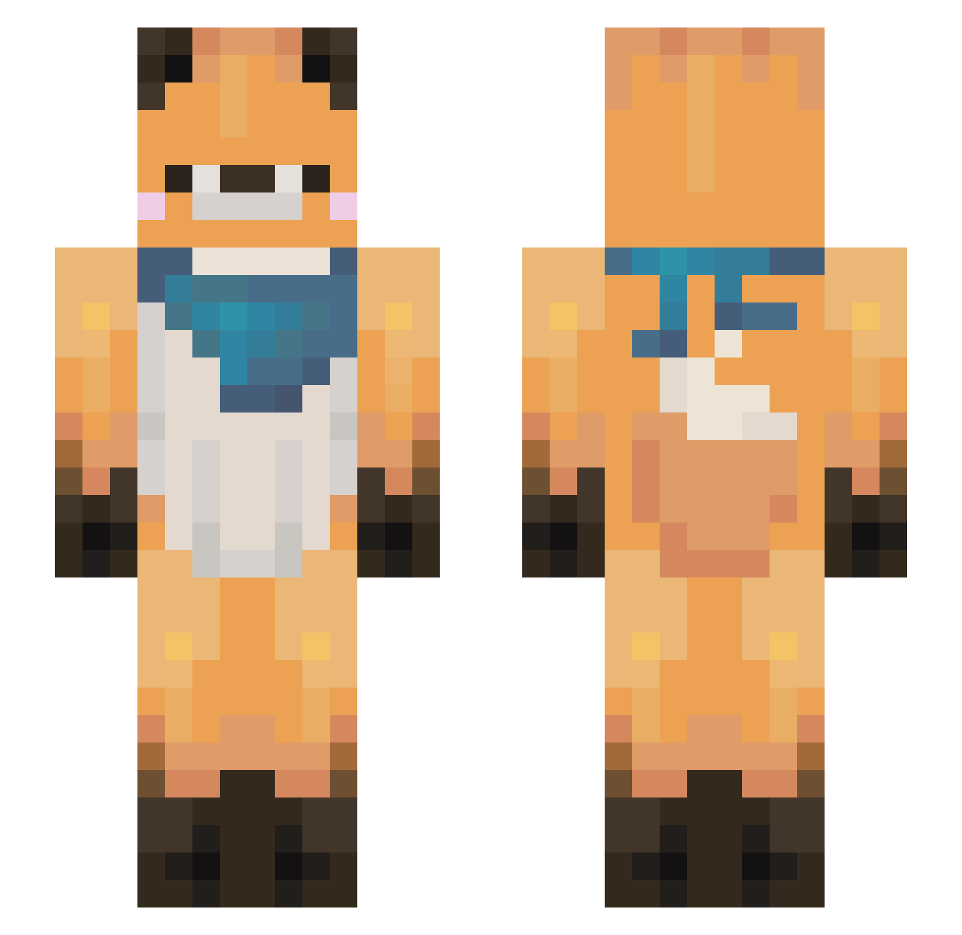 x3laah Minecraft skin, front and back view