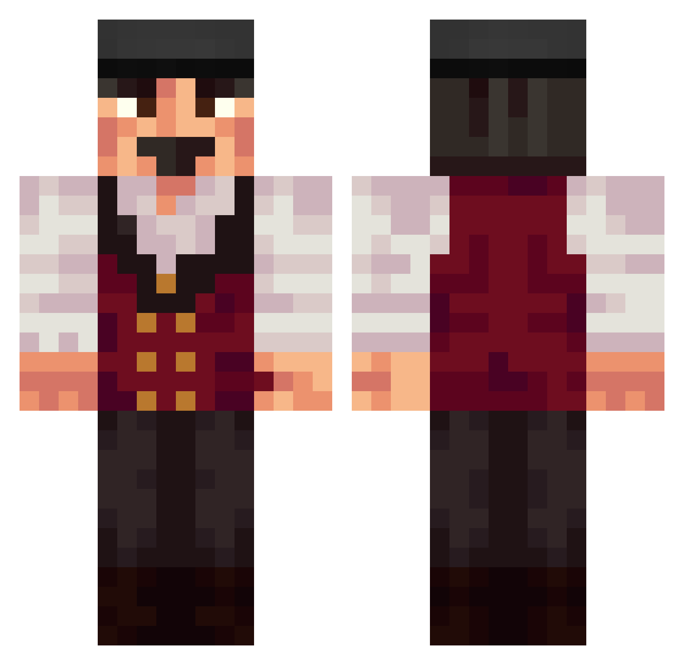 Under_TV Minecraft skin, front and back view
