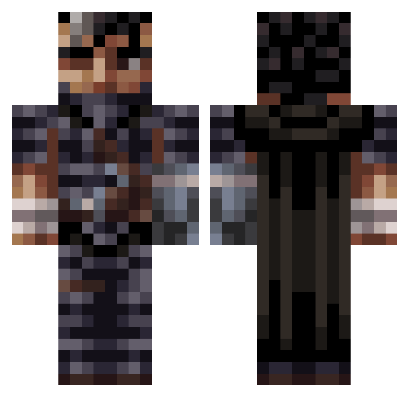DarkkMelody Minecraft skin, front and back view