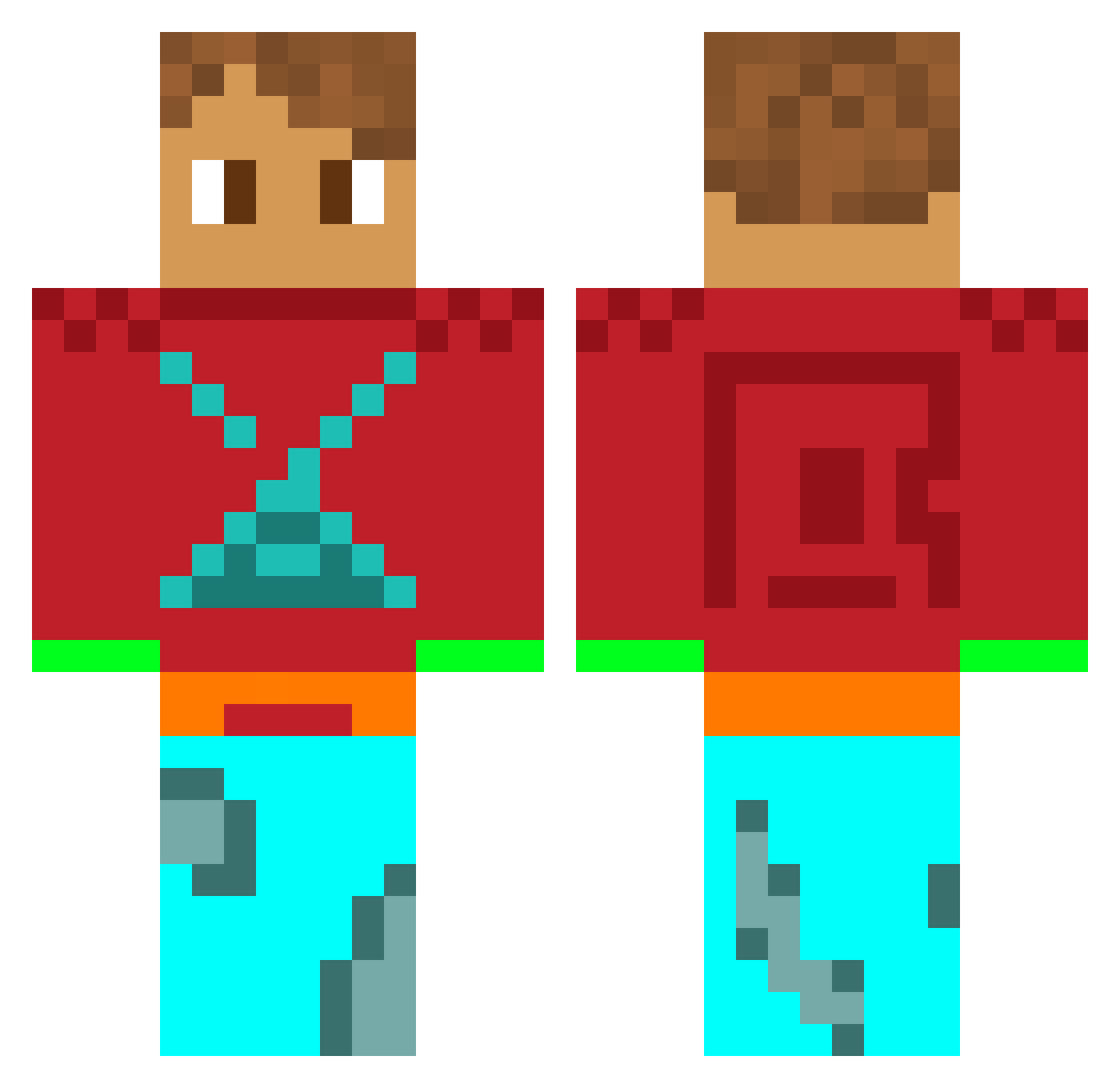 xApollo1010 Minecraft skin, front and back view
