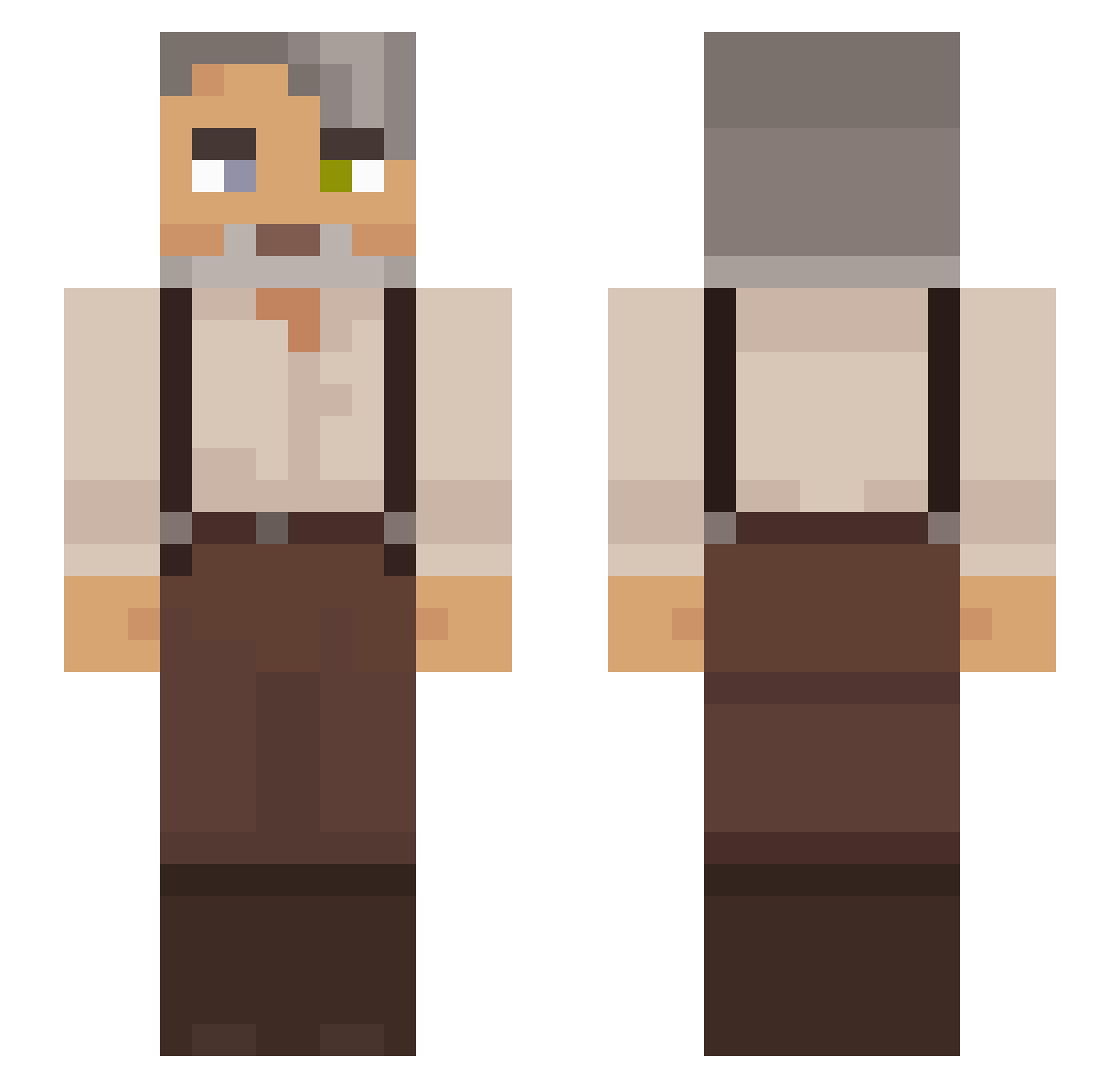 Telly Minecraft skin, front and back view