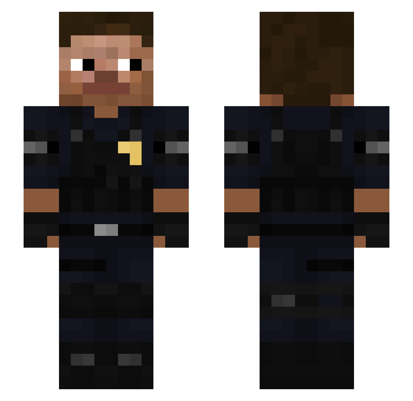 Aidjn Minecraft skin, front and back view