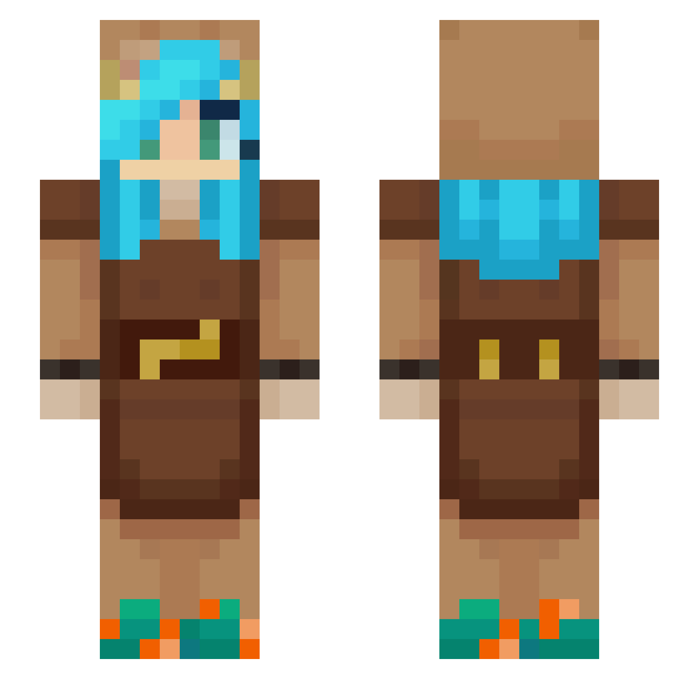 Mommablueski Minecraft skin, front and back view