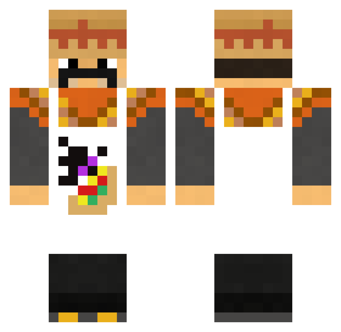 Invading Minecraft skin, front and back view