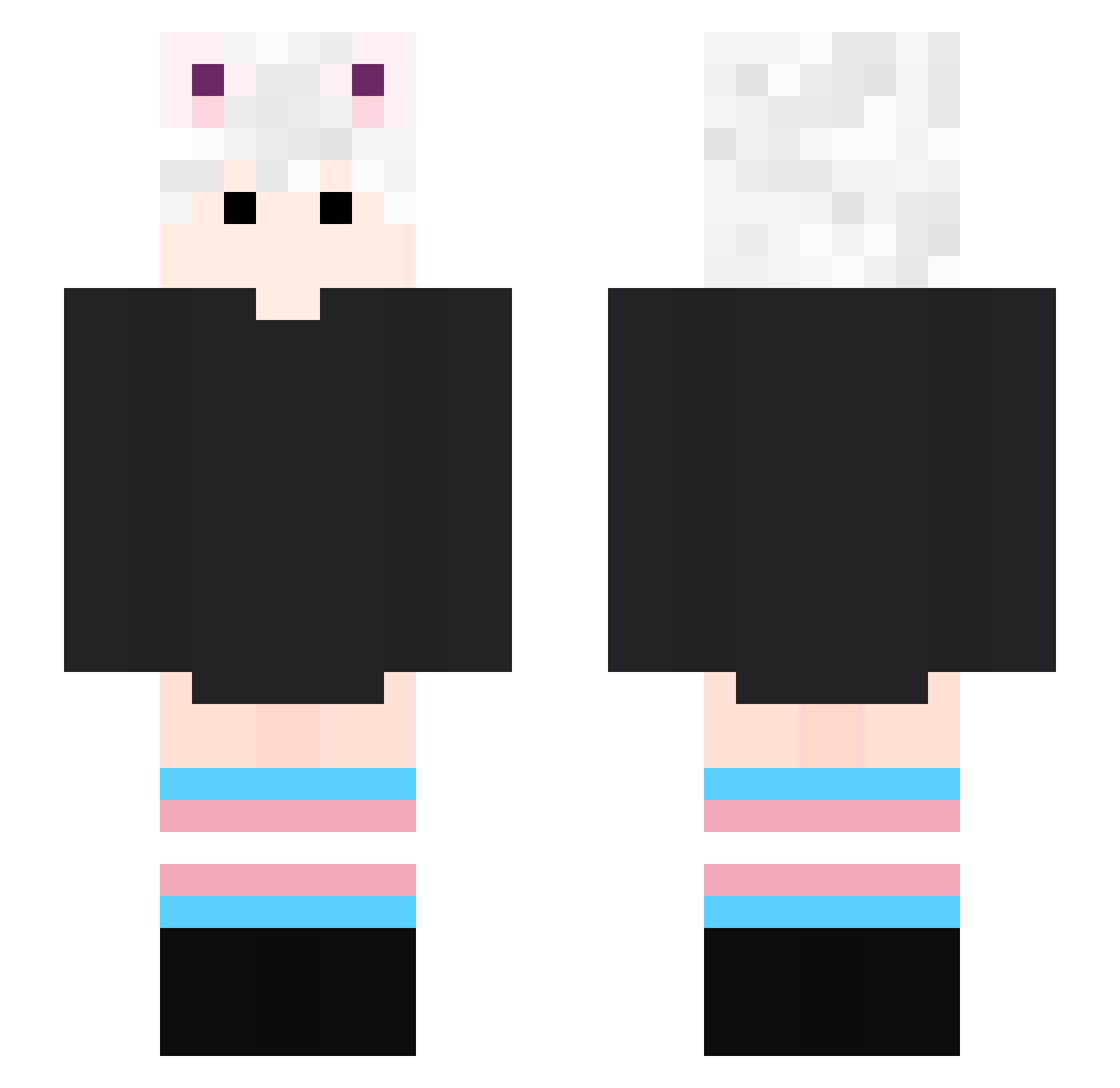 Zahckques Minecraft skin, front and back view