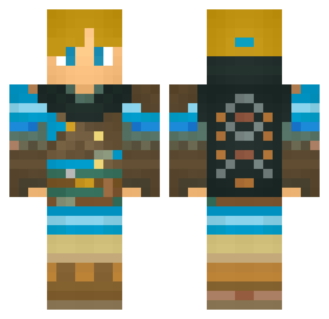 NhHlgnLOL Minecraft skin, front and back view