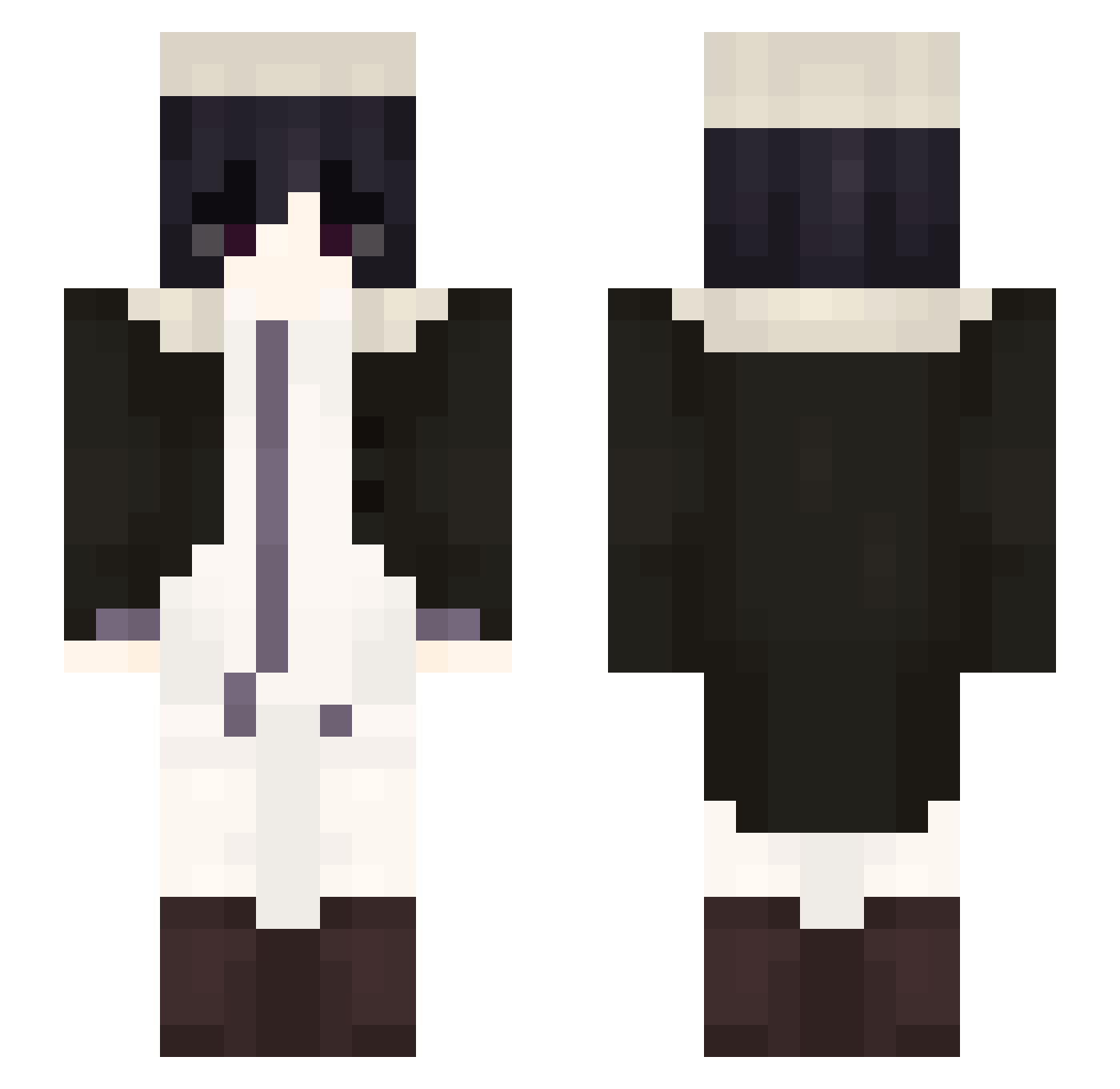 GloomyAzazel Minecraft skin, front and back view