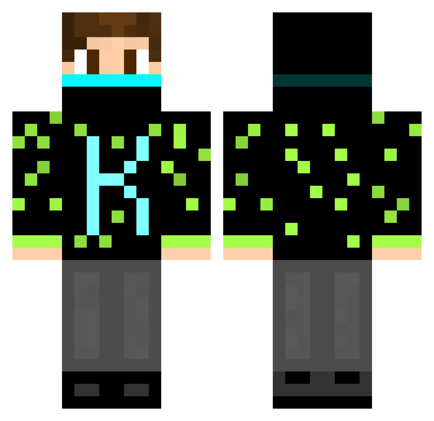 Monkeyljs Minecraft skin, front and back view