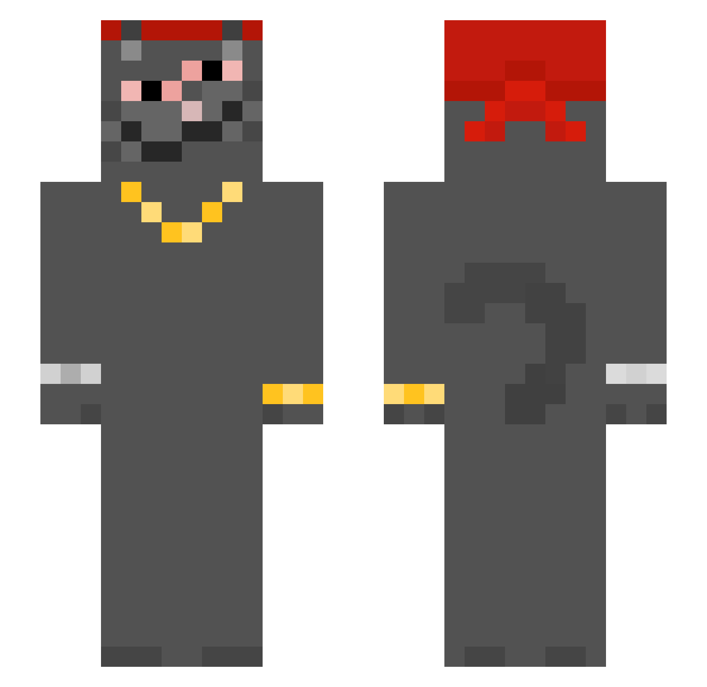 reexplain Minecraft skin, front and back view