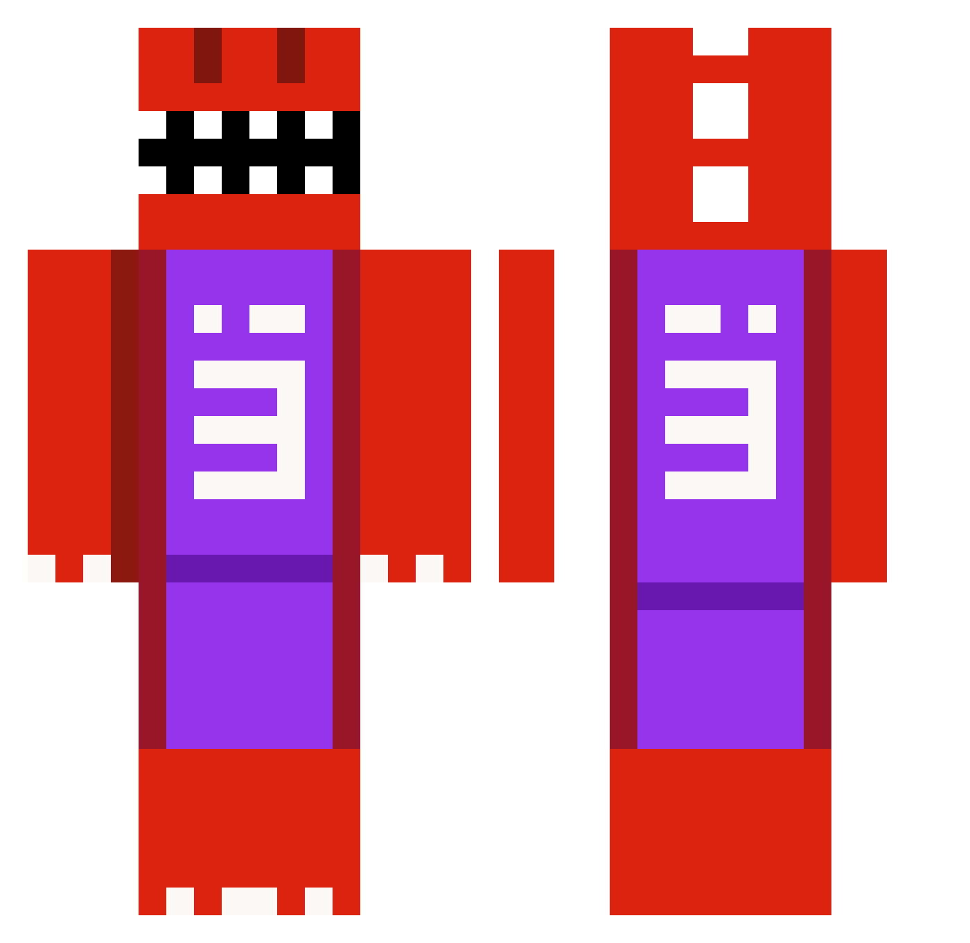AddisonR4e Minecraft skin, front and back view