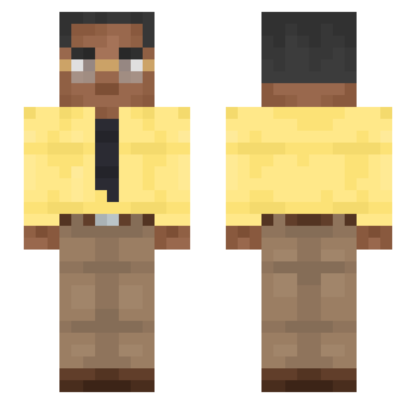 SrPayHD Minecraft skin, front and back view