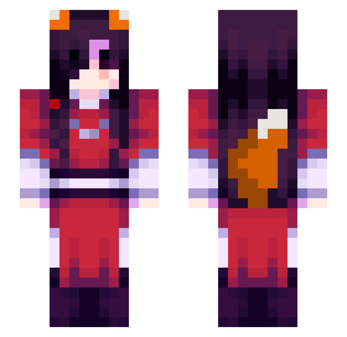 mewvy Minecraft skin, front and back view