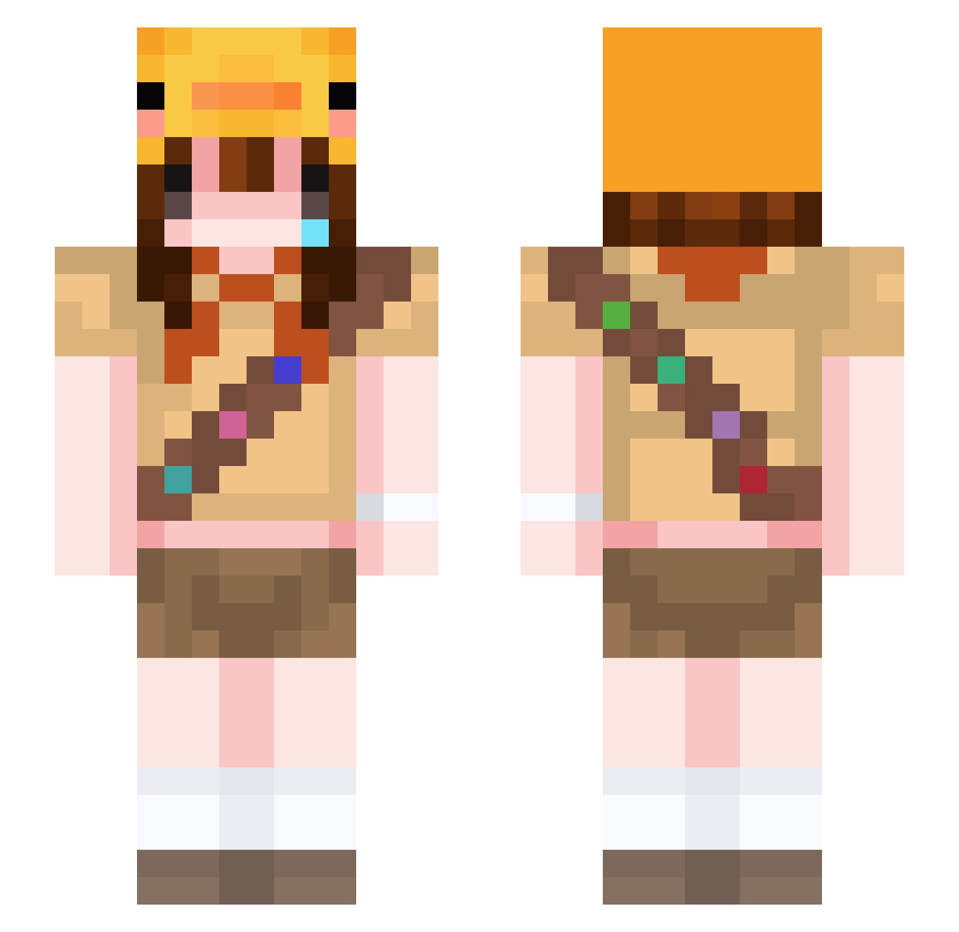 ToastyTosuto Minecraft skin, front and back view