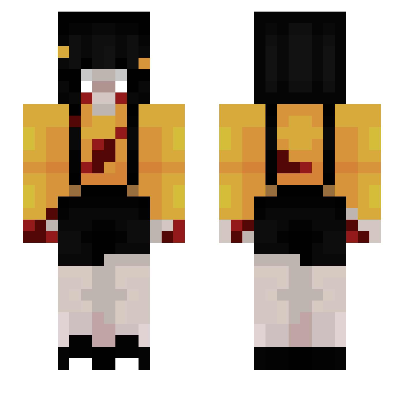 AzioTakesTheL Minecraft skin, front and back view