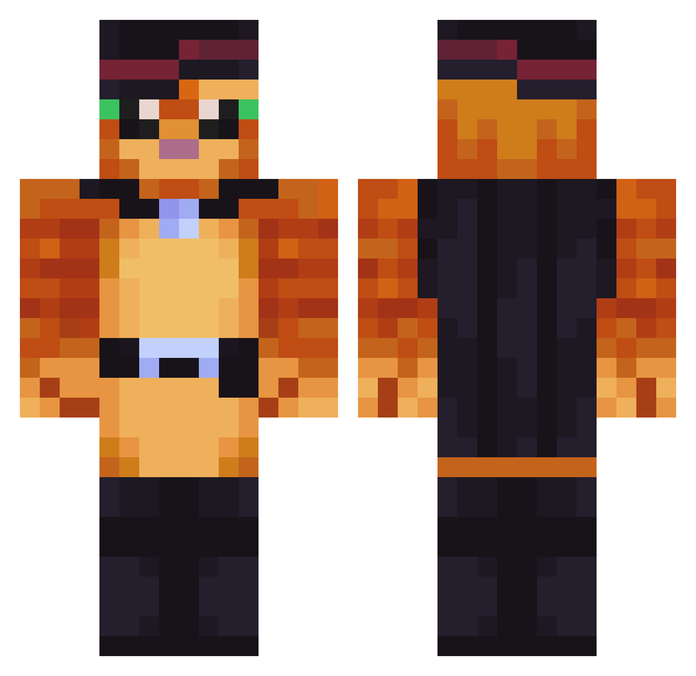 bluepikatchu Minecraft skin, front and back view