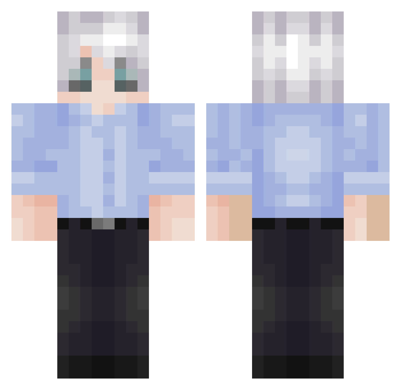 SirFabs Minecraft skin, front and back view