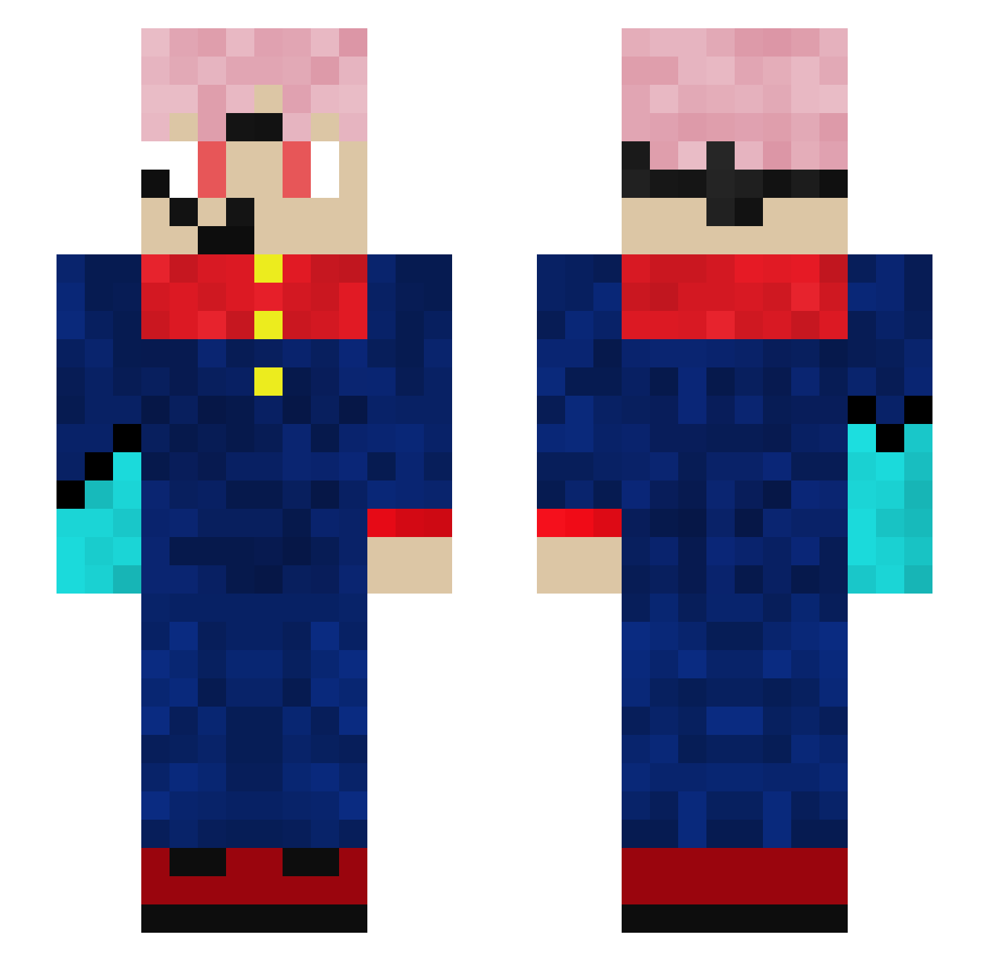 KubaSki14 Minecraft skin, front and back view