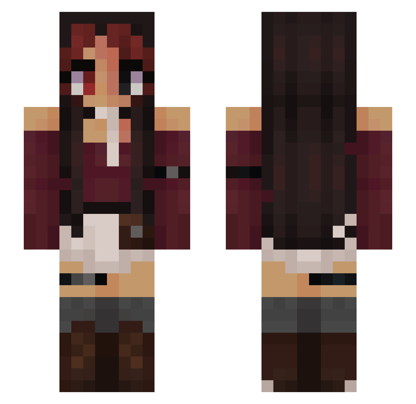 xHqna_ Minecraft skin, front and back view