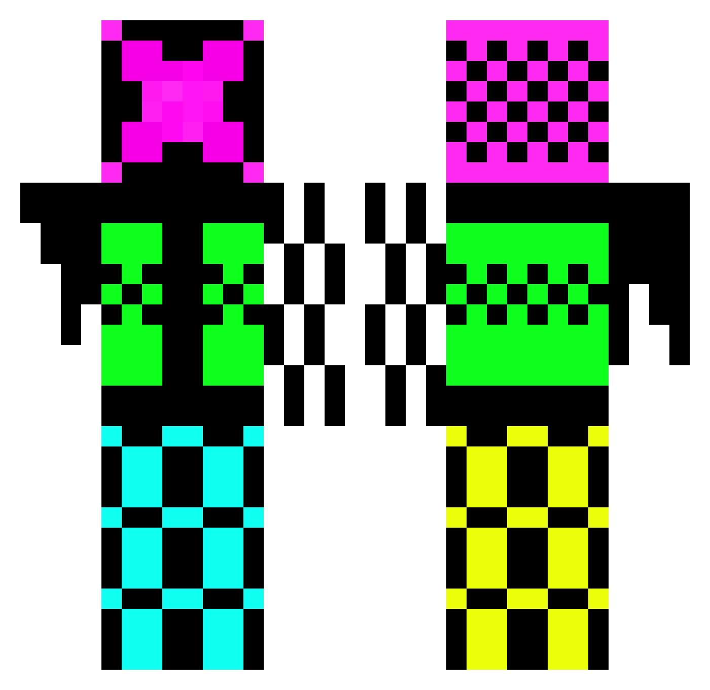 drezl Minecraft skin, front and back view