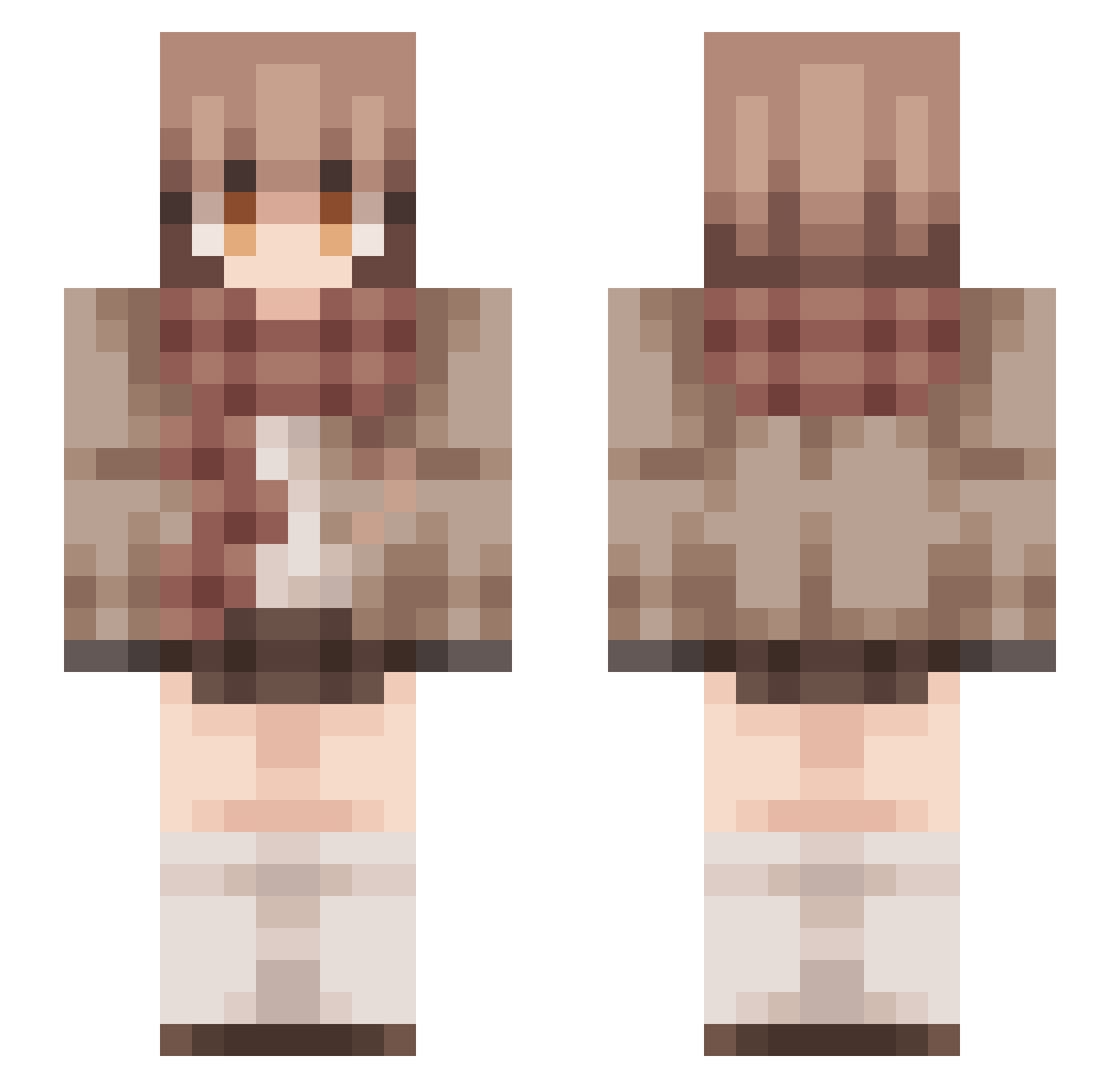 sinnibun Minecraft skin, front and back view