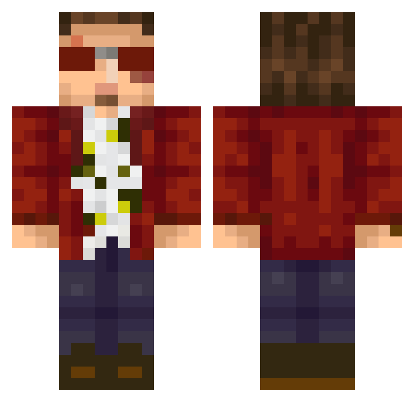 KFC4EVER Minecraft skin, front and back view