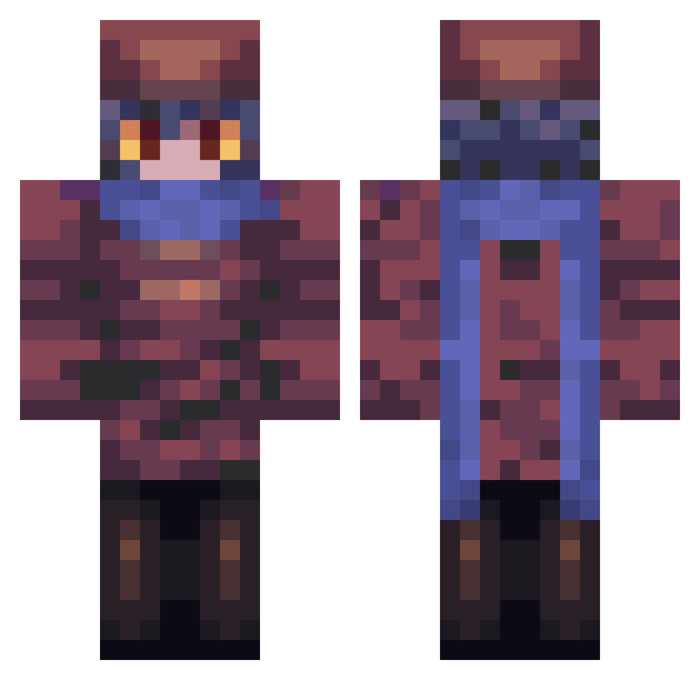 Knowtheone Minecraft skin, front and back view