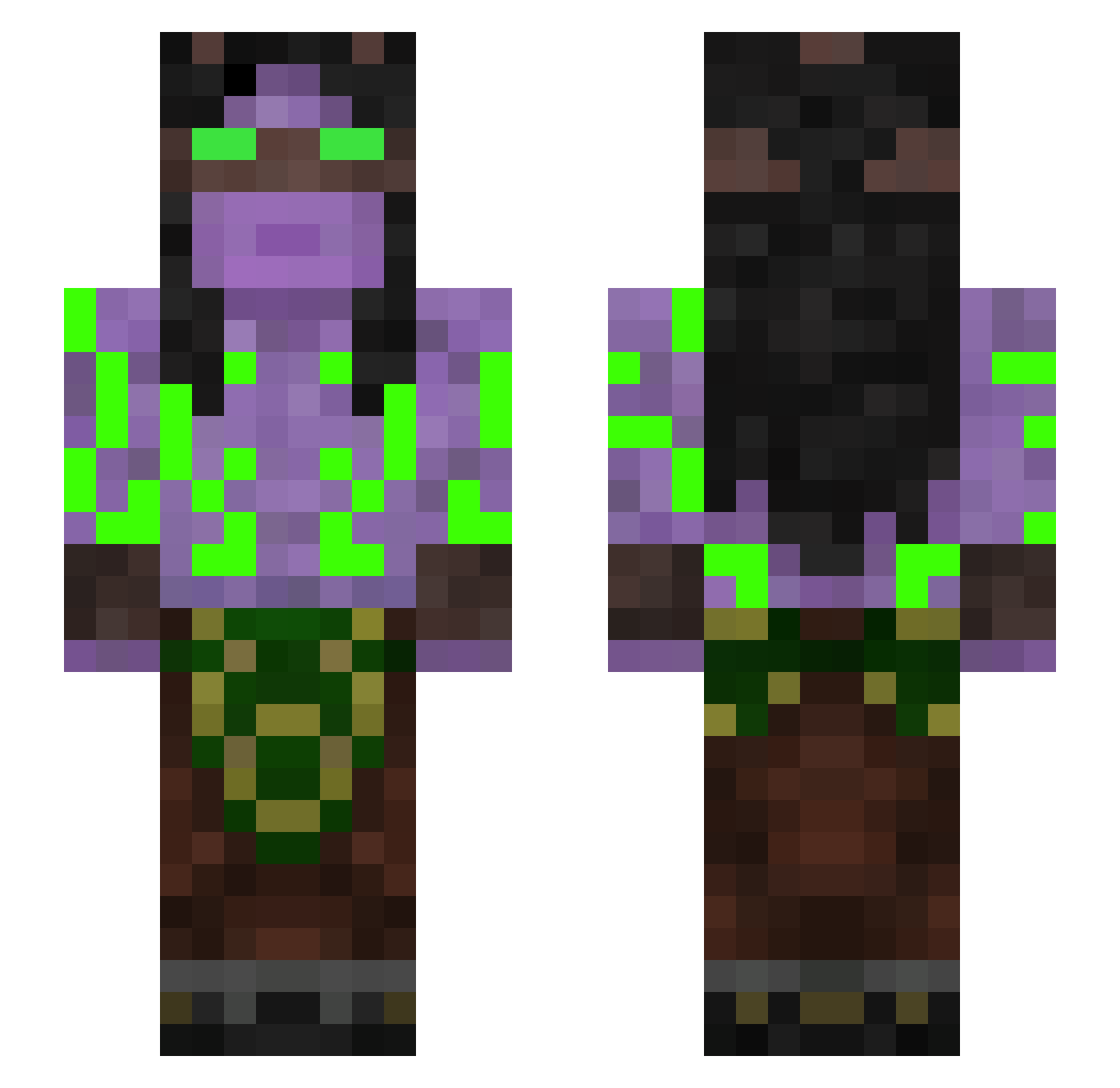 CSola Minecraft skin, front and back view
