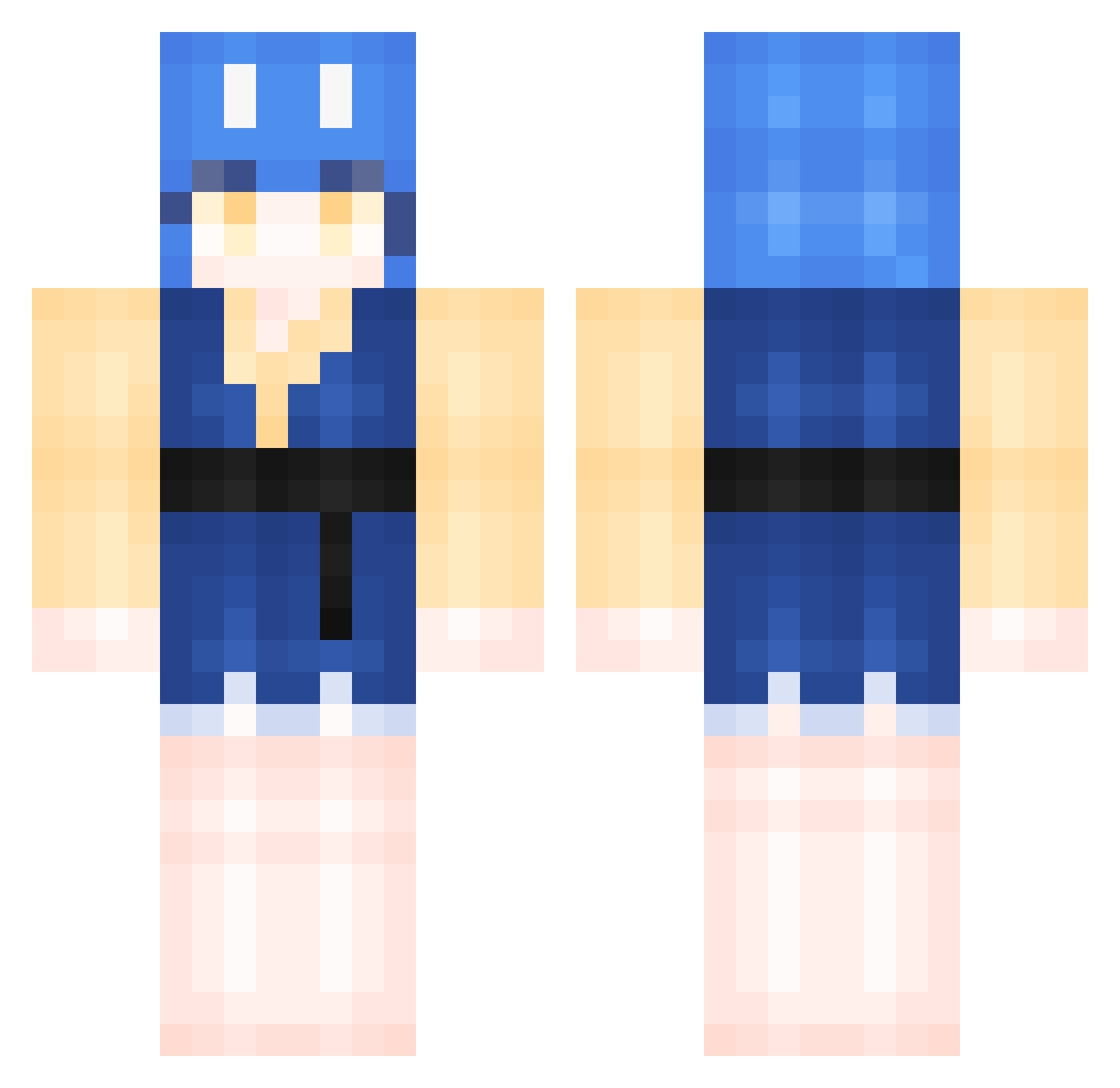 fleetingness Minecraft skin, front and back view