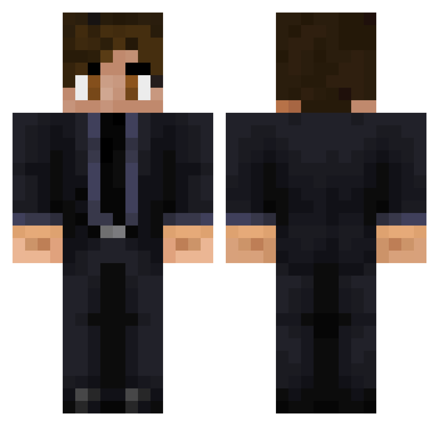 Znutt Minecraft skin, front and back view