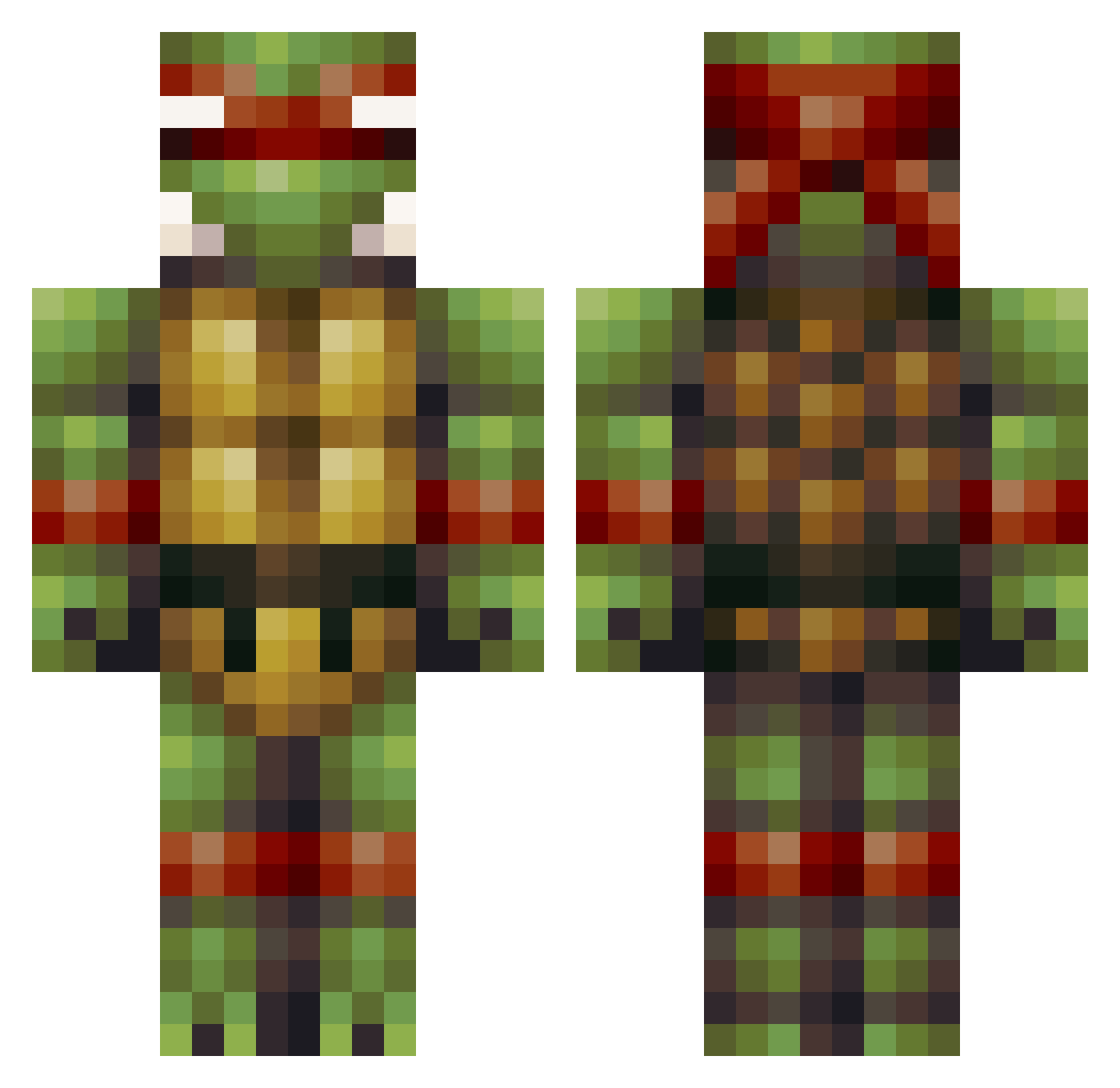 Snyxz Minecraft skin, front and back view