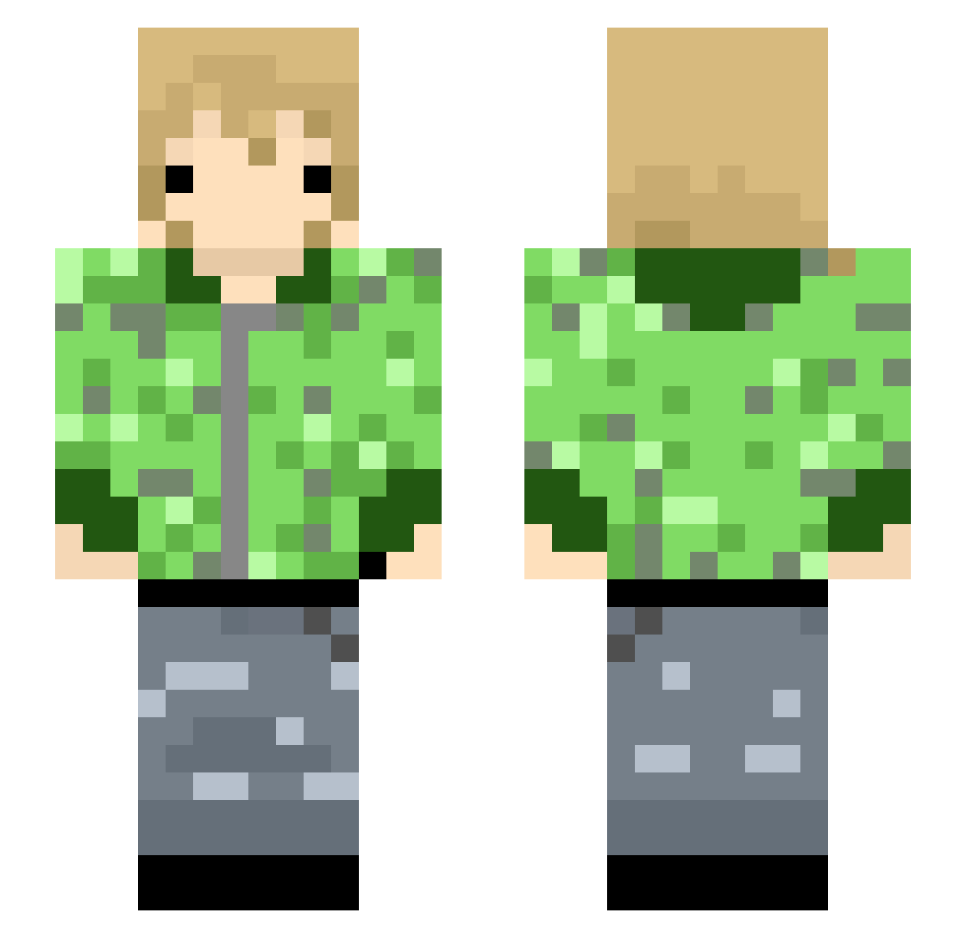 Lexxqwq Minecraft skin, front and back view