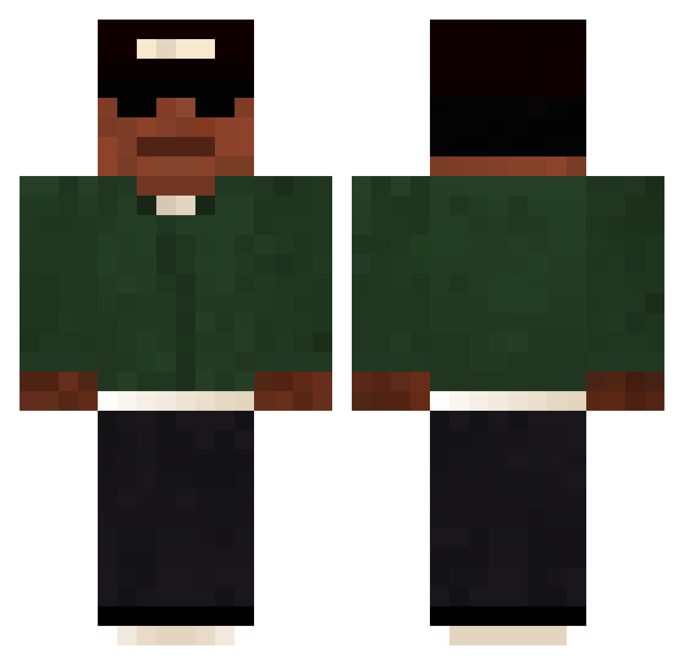 DeadKVX Minecraft skin, front and back view