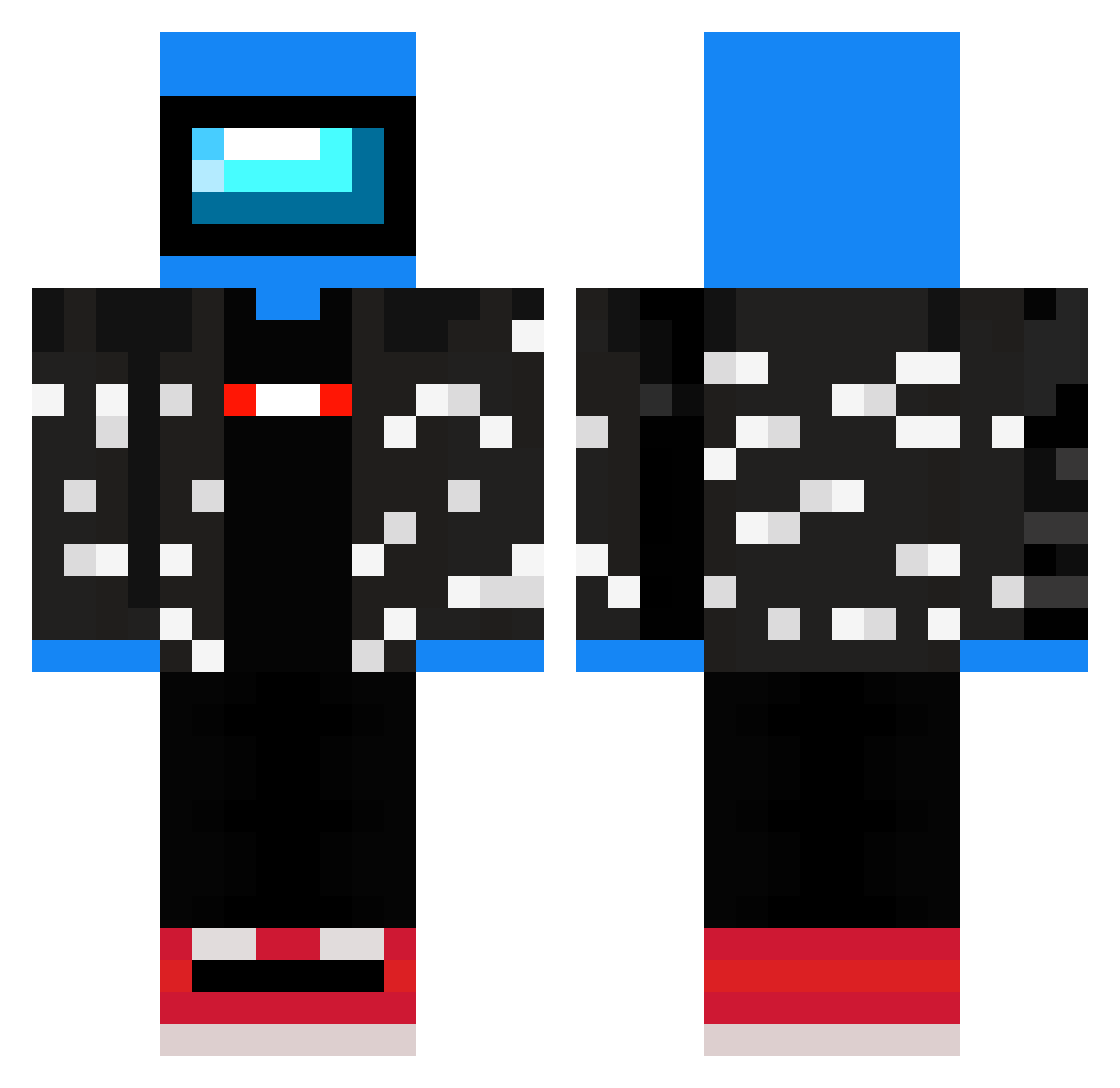 B0inkster Minecraft skin, front and back view