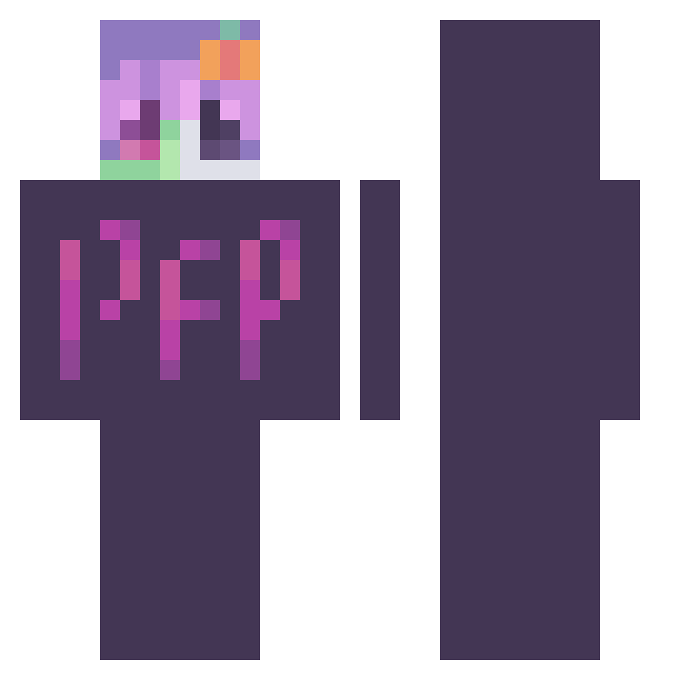 shtruk Minecraft skin, front and back view