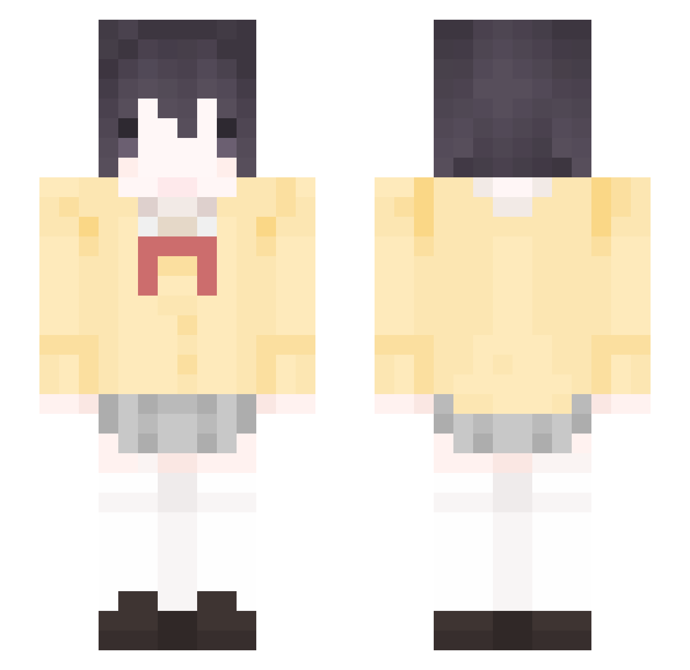 StylishSpore Minecraft skin, front and back view