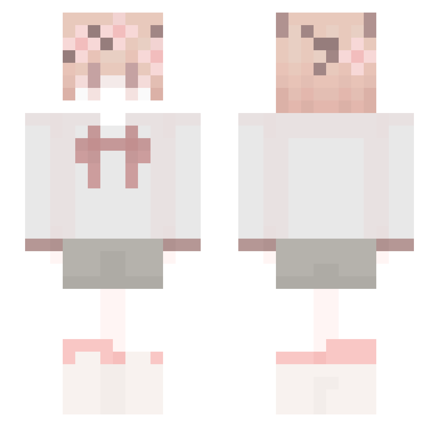 Goatener Minecraft skin, front and back view
