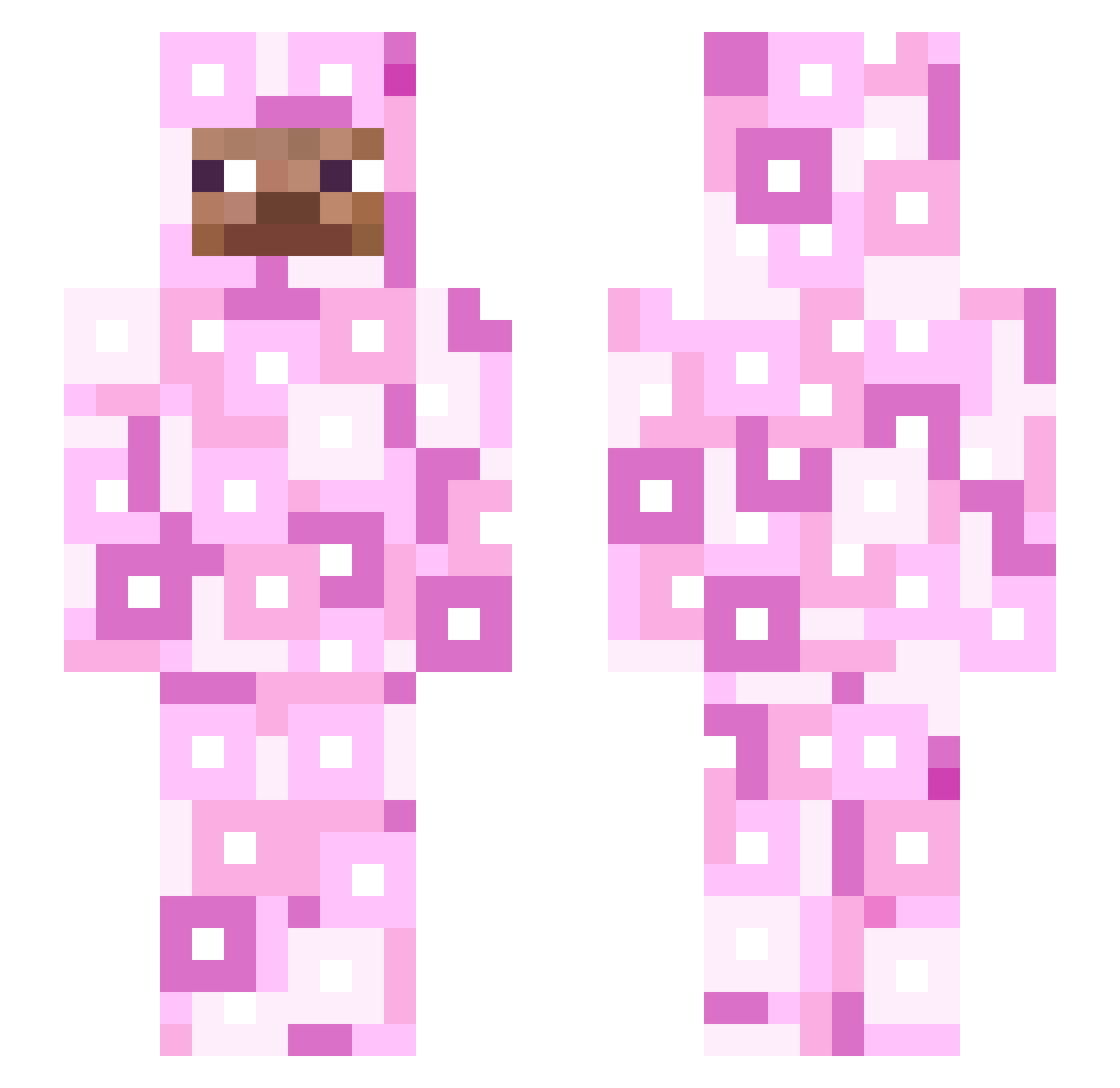 AmyMichaels Minecraft skin, front and back view