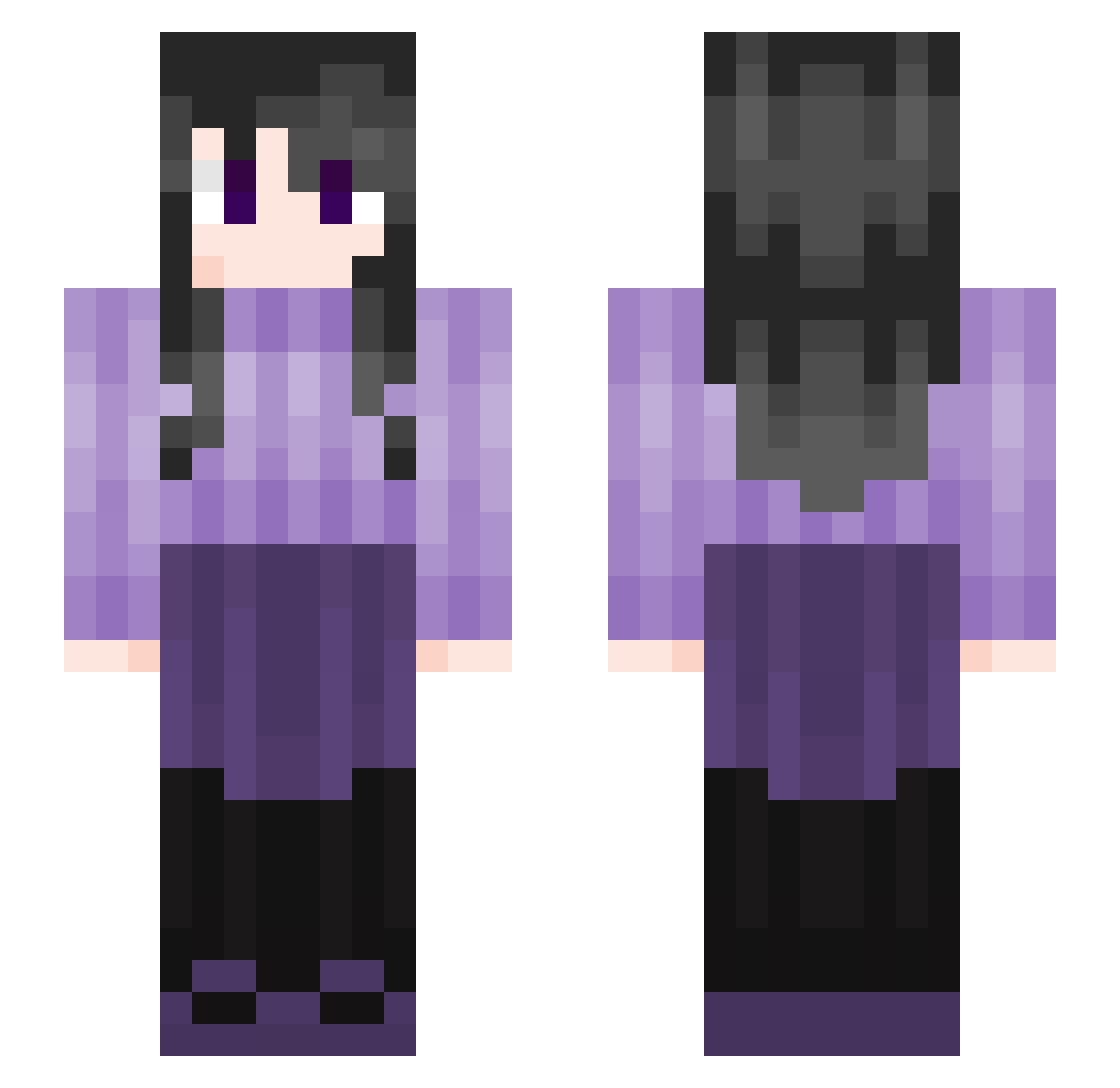 NootmareSans101 Minecraft skin, front and back view