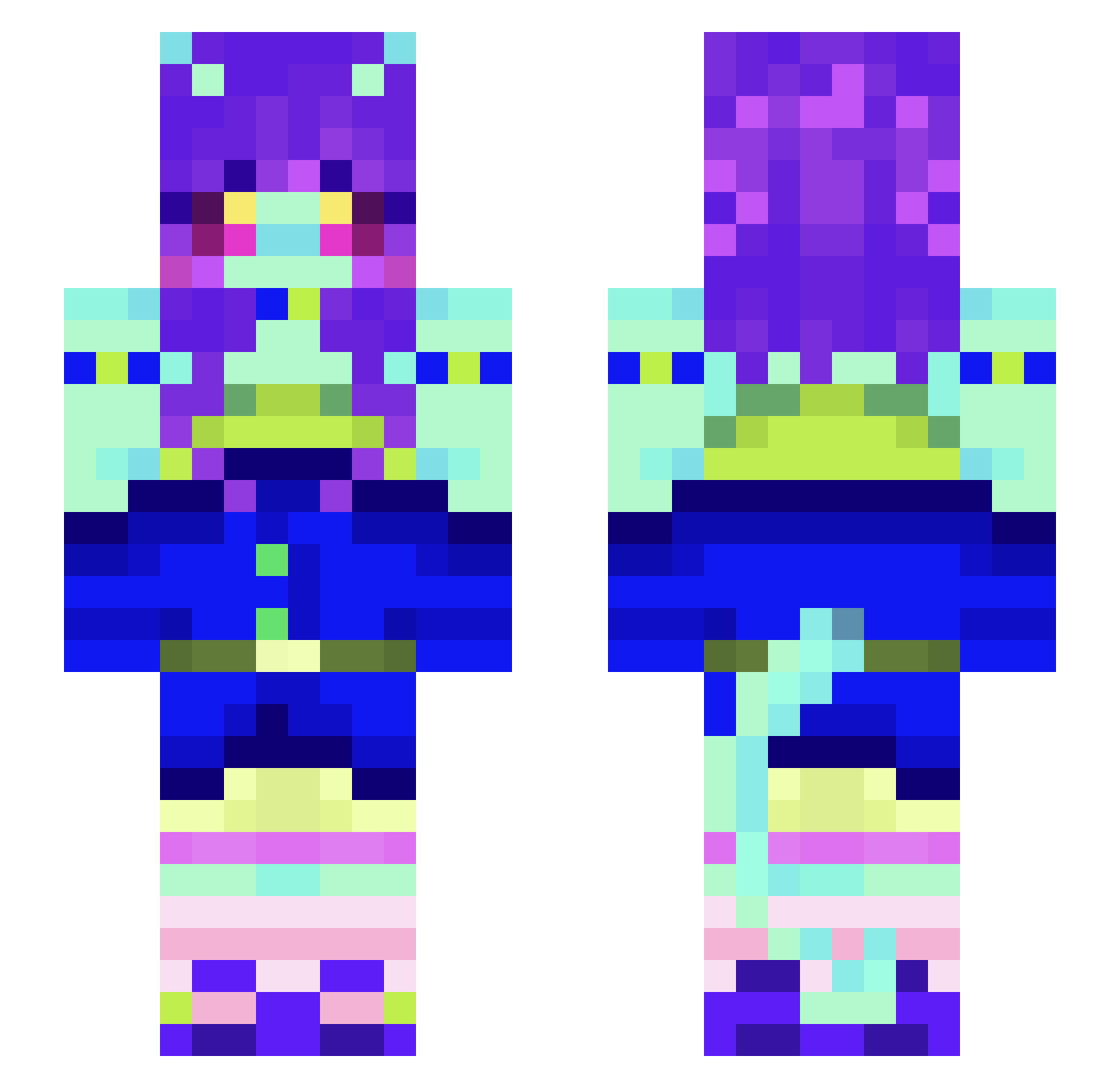HanaTheBear Minecraft skin, front and back view