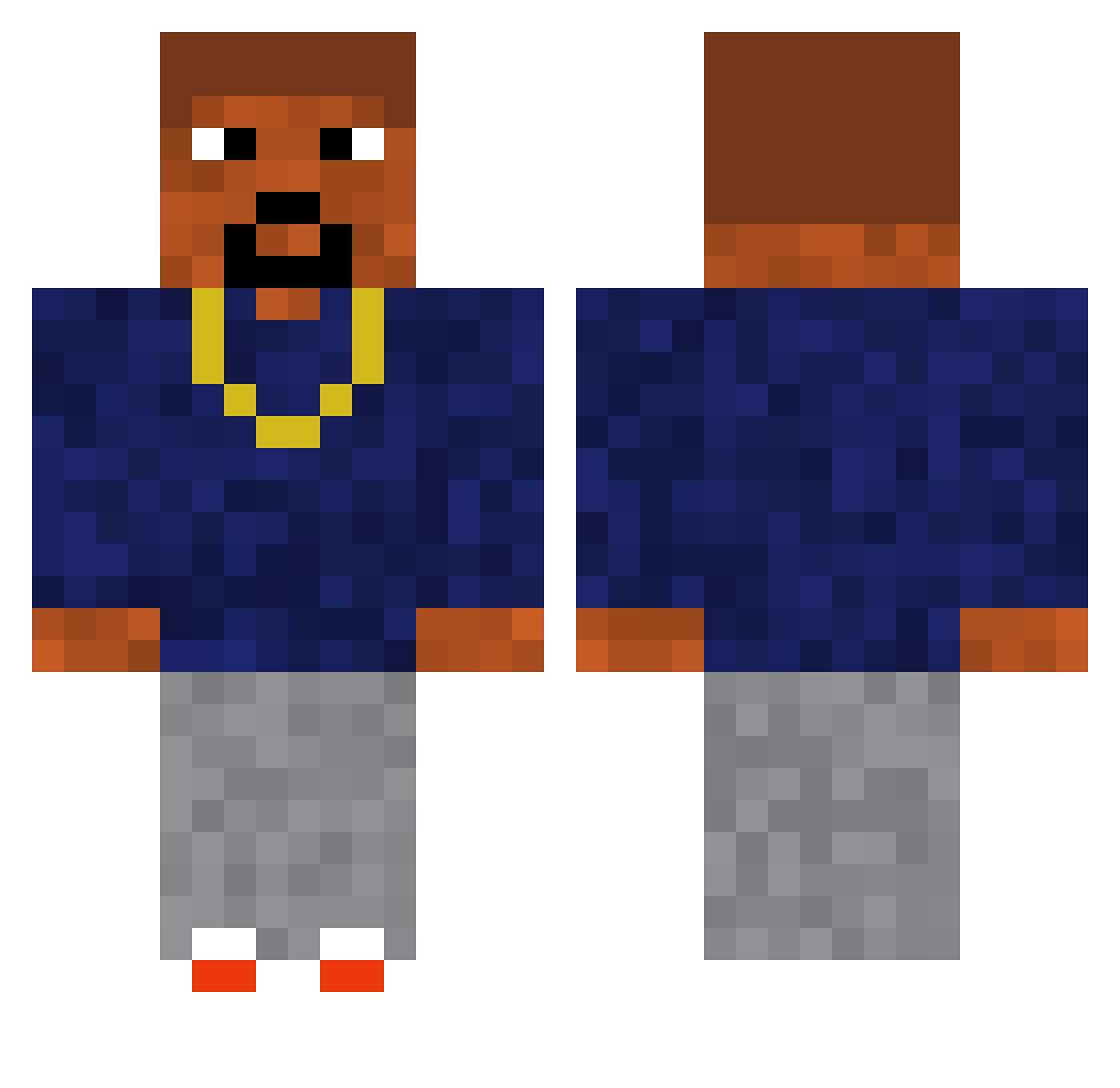 SkywarsOwner Minecraft skin, front and back view