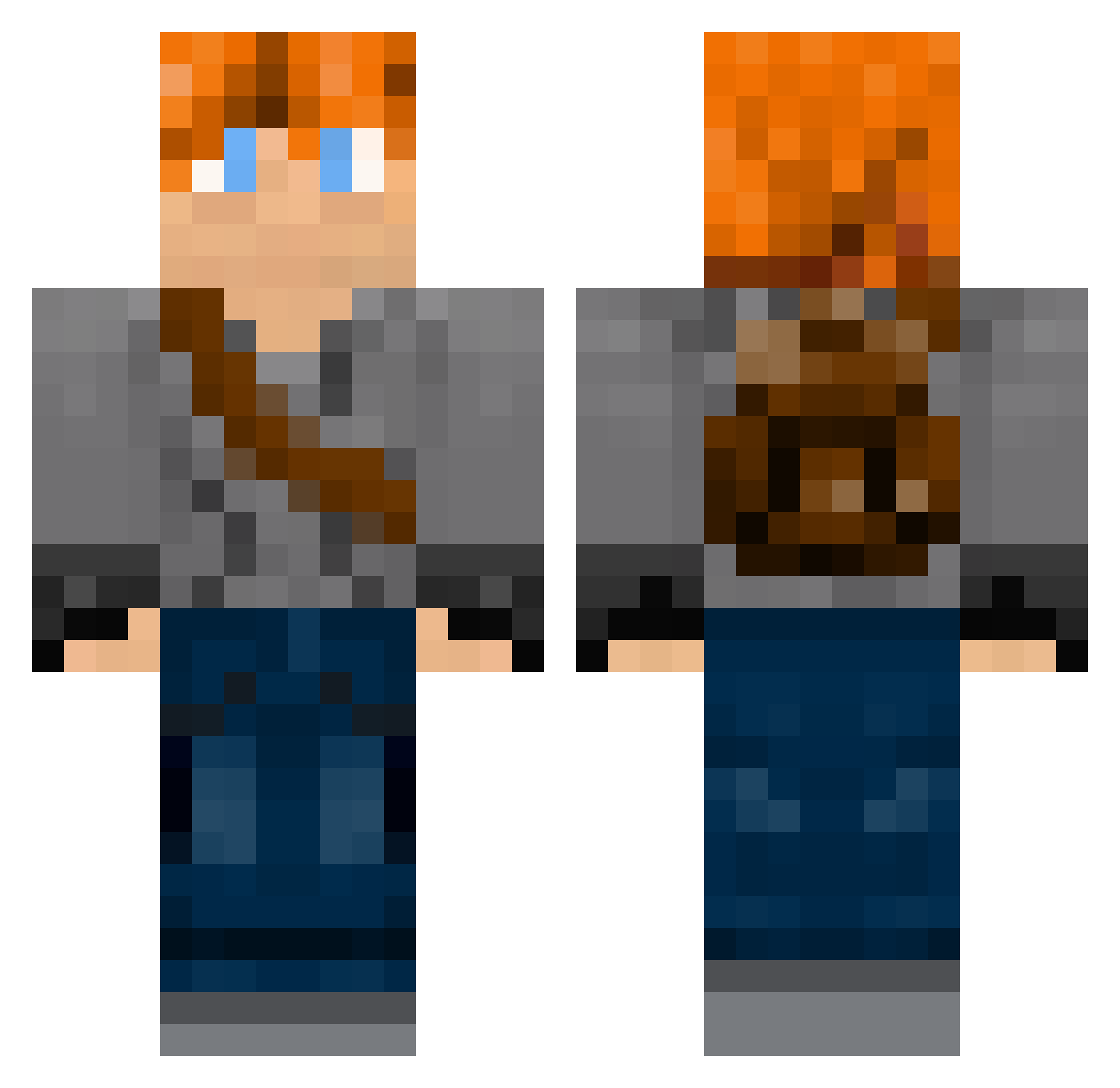 Inanimation Minecraft skin, front and back view