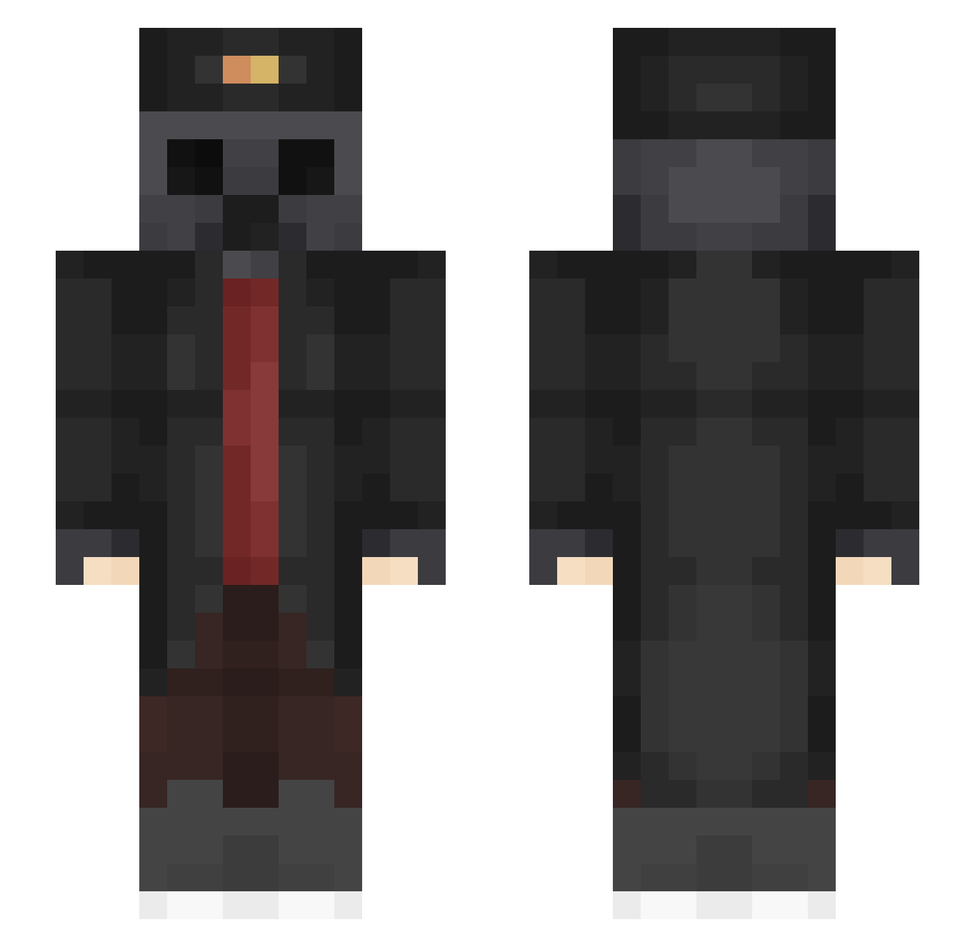 pleble Minecraft skin, front and back view