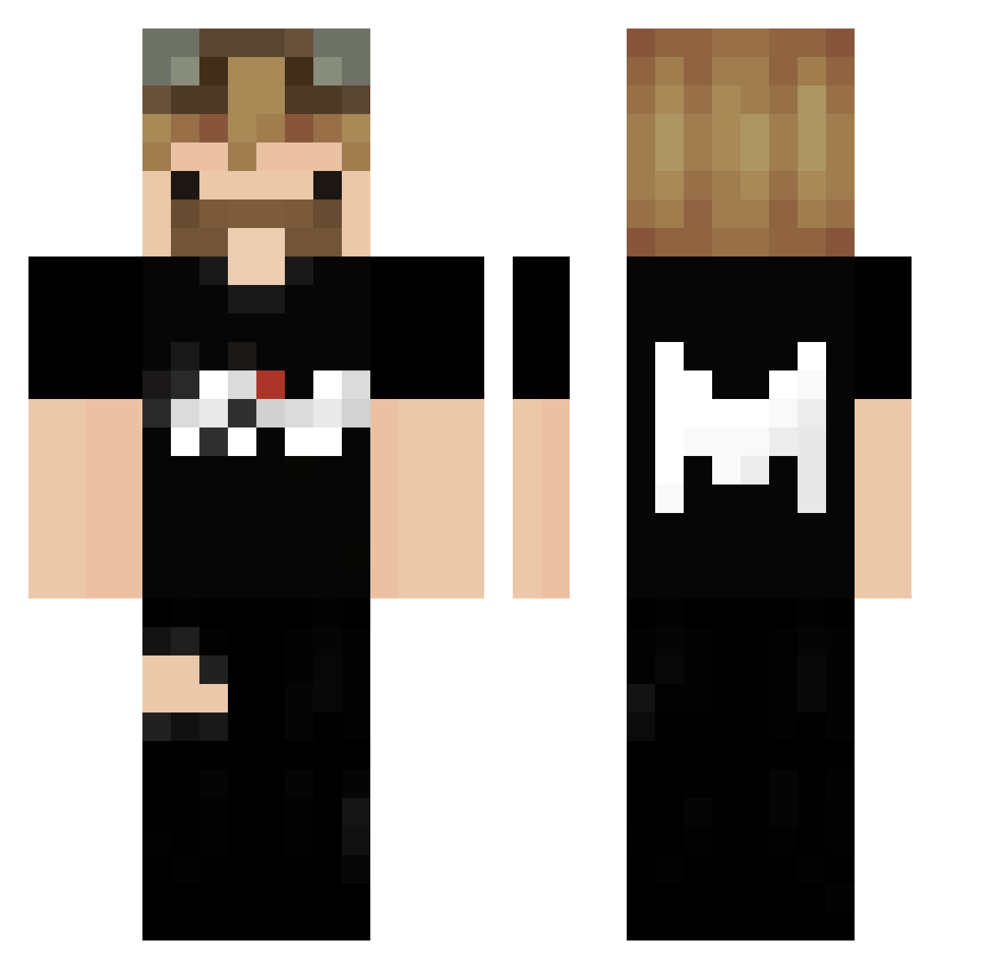 NotChiller Minecraft skin, front and back view