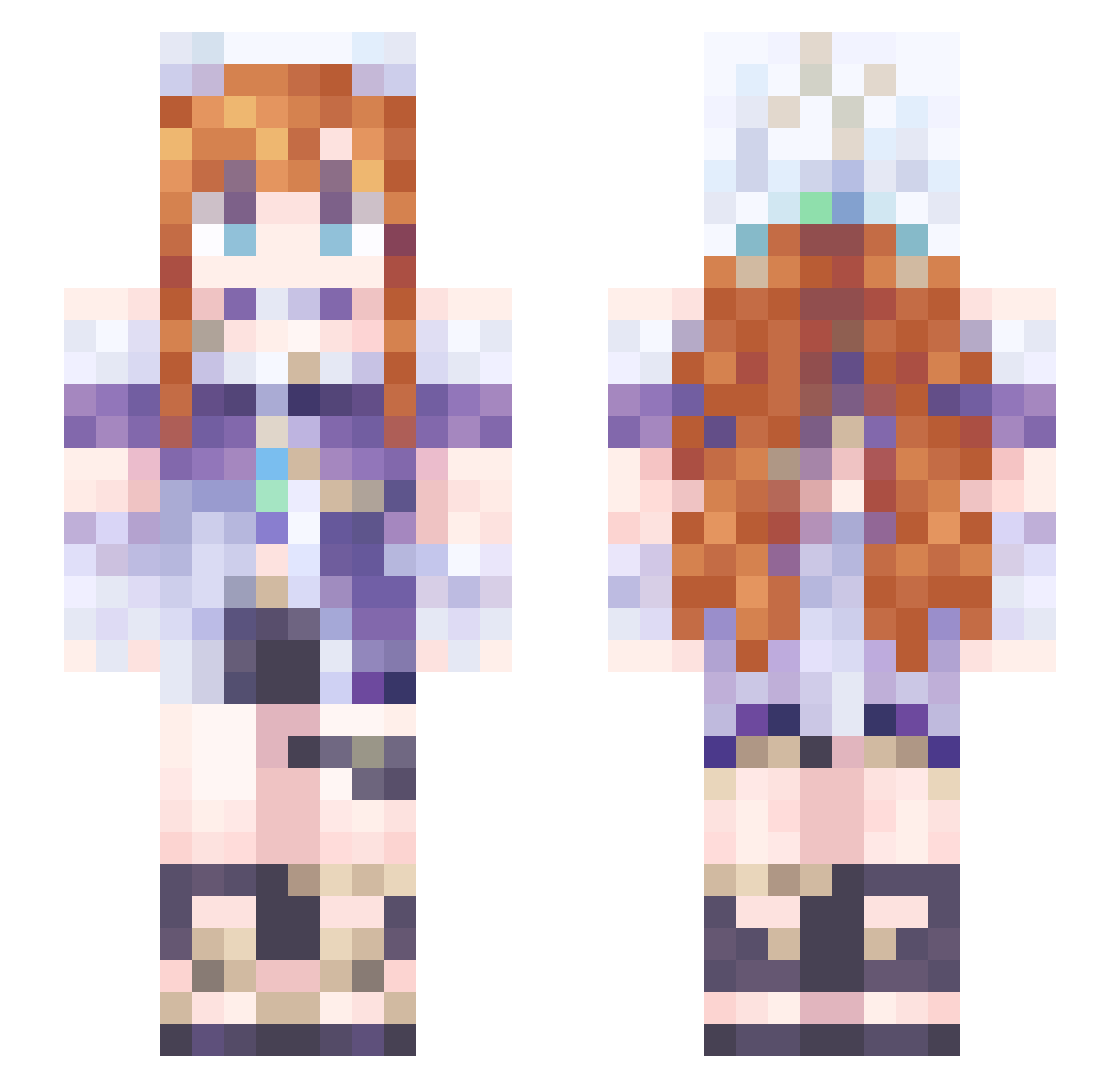 IlinaFocalors Minecraft skin, front and back view